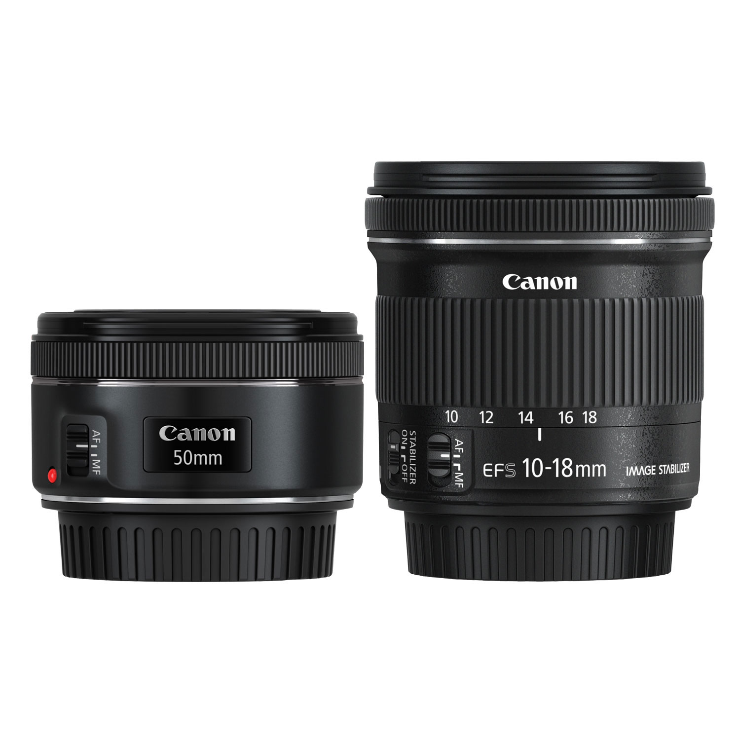Canon EF 50mm f/1.8 & EF-S 10-18mm f/4.5-5.6 DSLR Lens Bundle