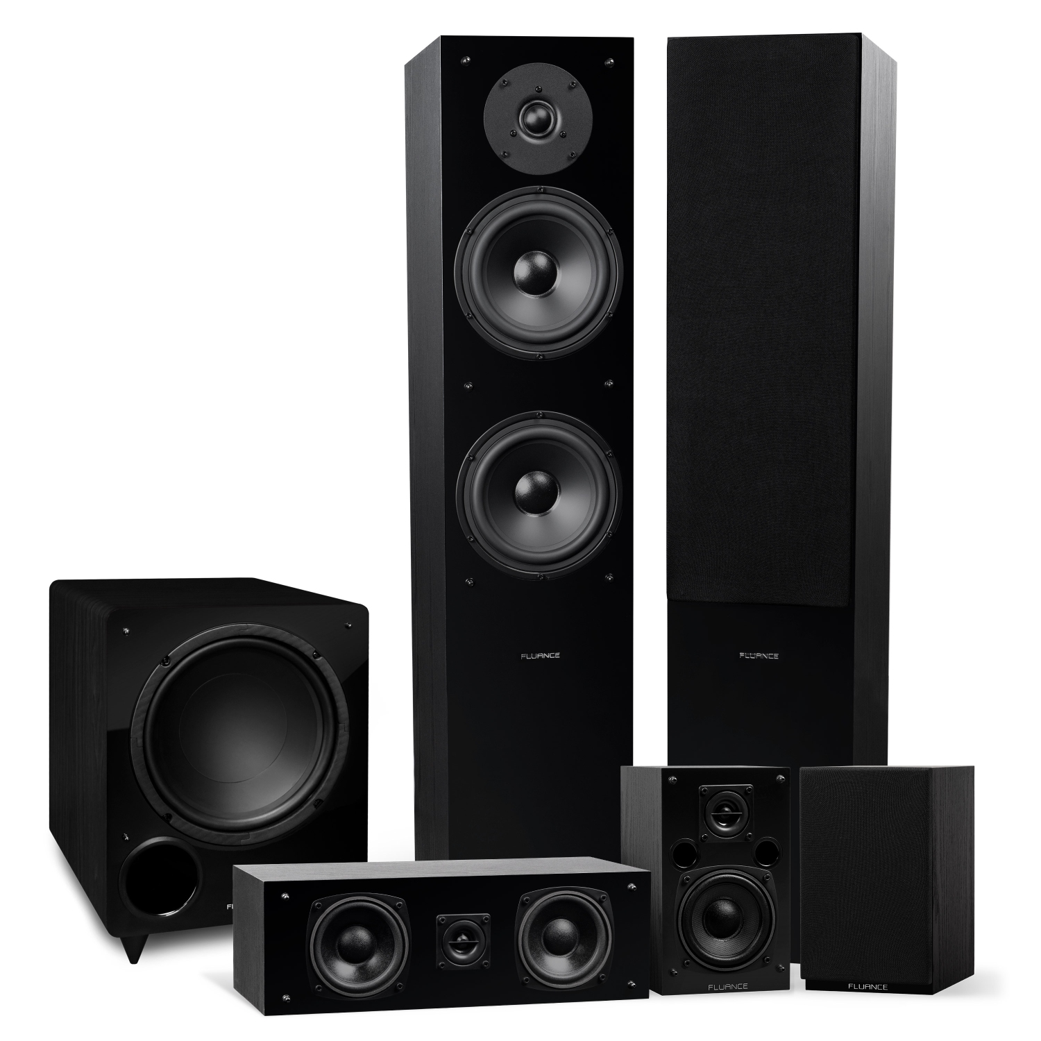 Fluance Elite High Definition Surround Sound Home Theater 5.1 Speaker System - Black Ash