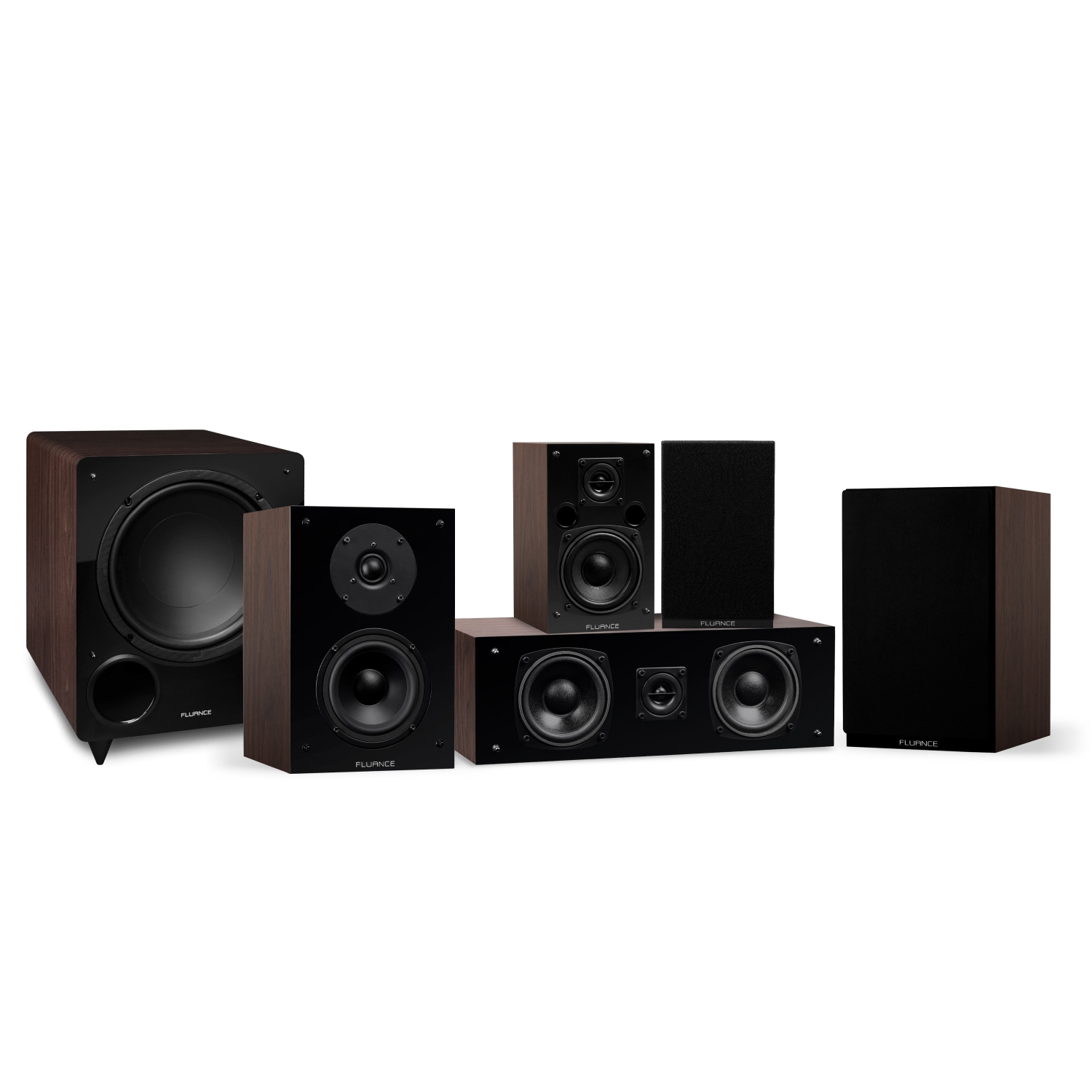 Fluance Elite High Definition Compact Surround Sound Home Theater 5.1 Channel System - Natural Walnut