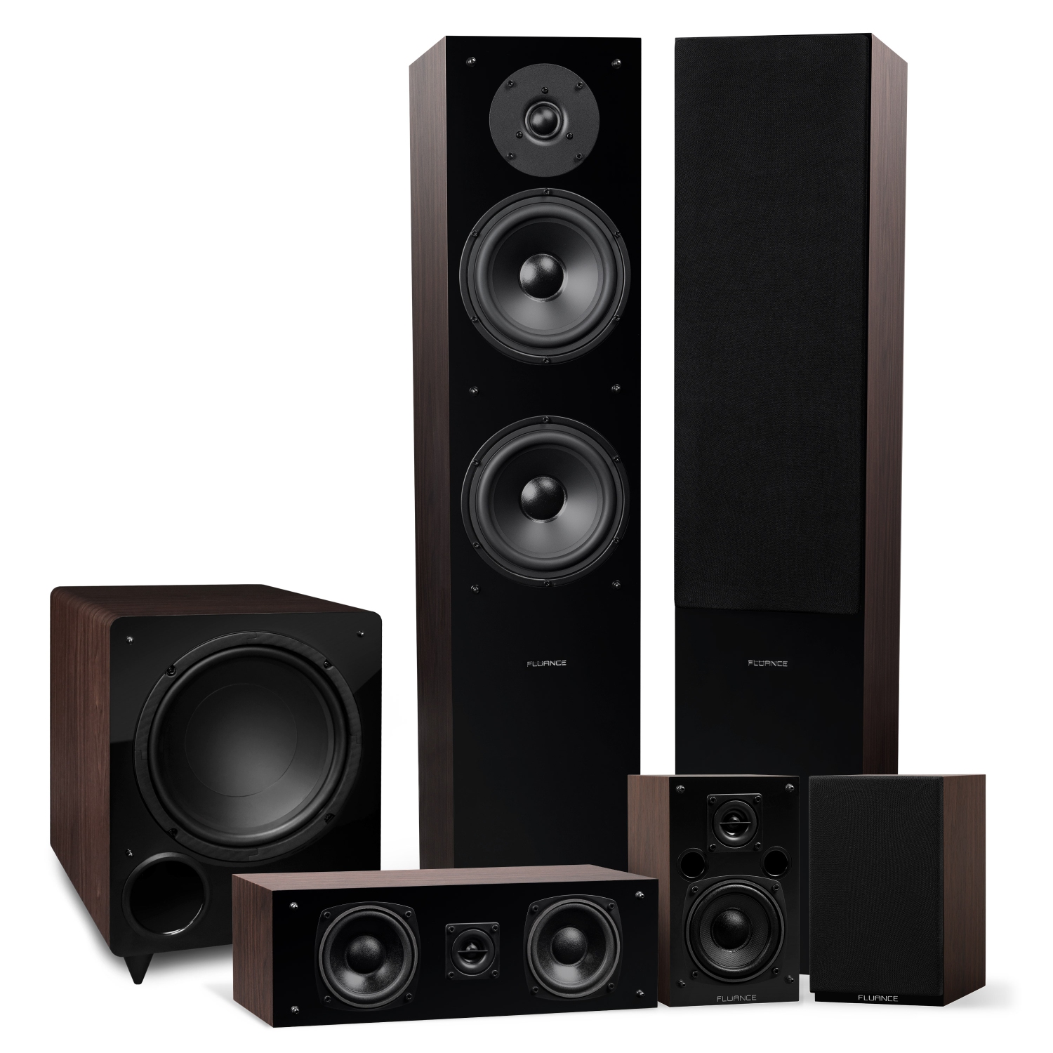 Fluance Elite High Definition Surround Sound Home Theater 5.1 Channel System - Natural Walnut