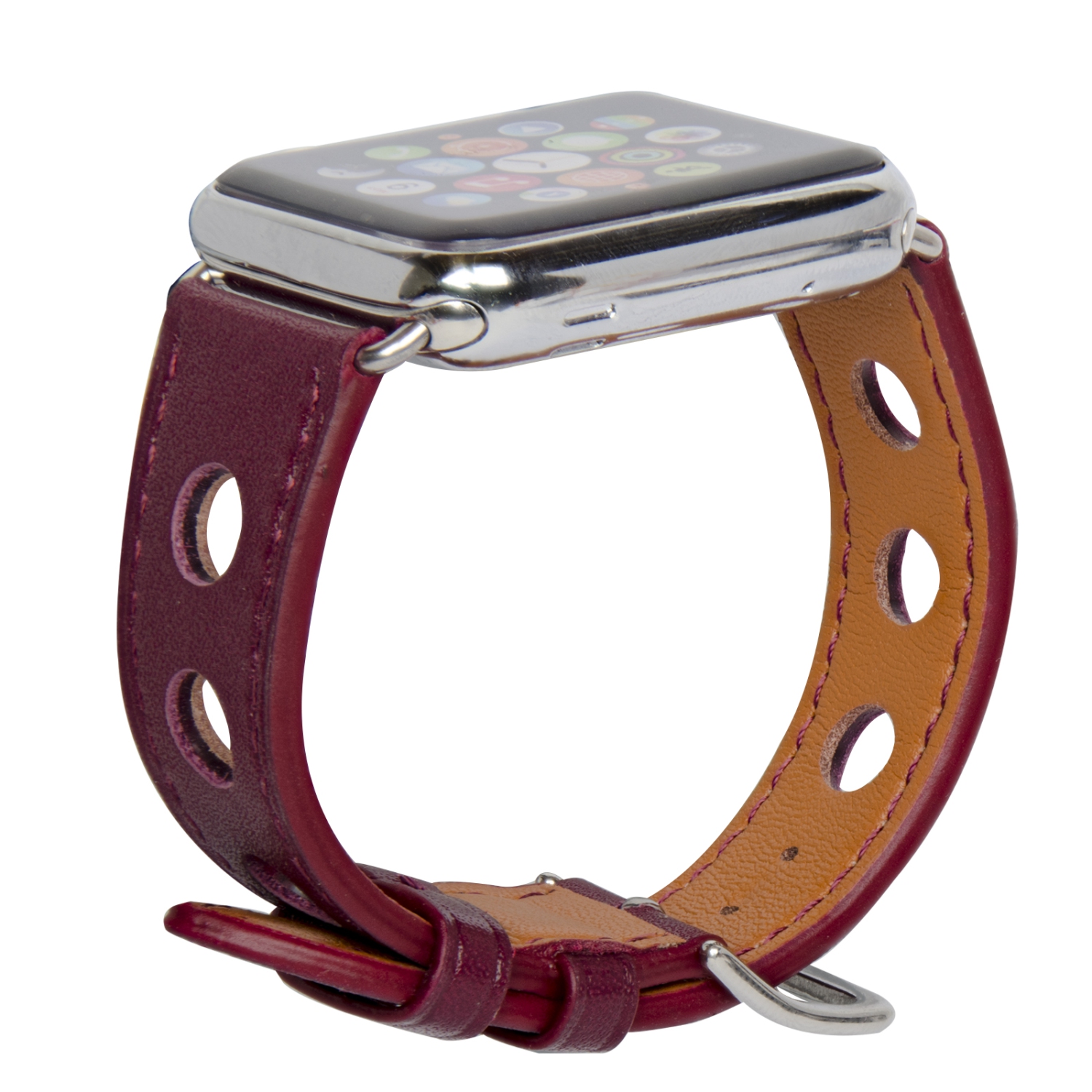 Navor Leather Replacement (44mm) (45mm) Series 1-2-3-4-5-6-7-8 Apple Watch Band with Metal Clasp