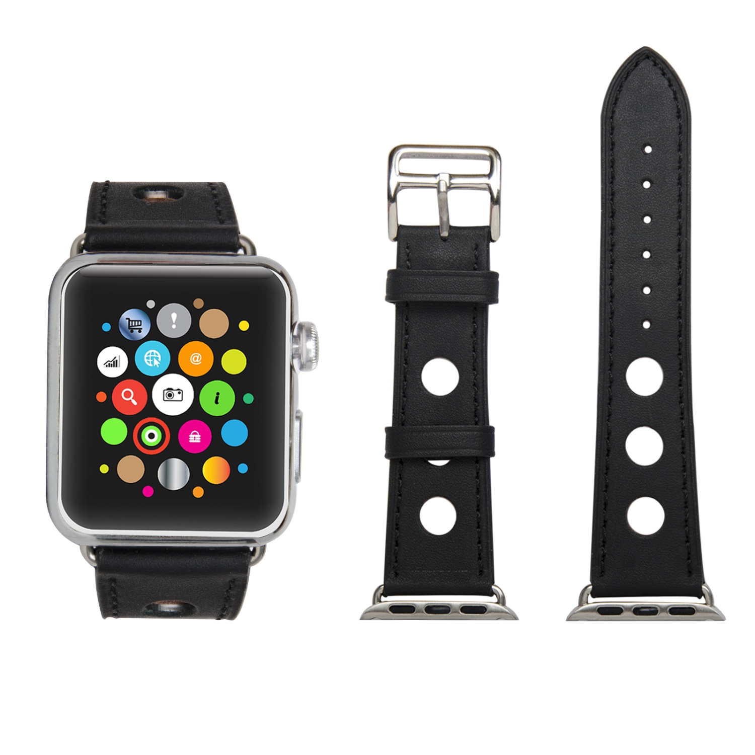 Navor Leather Replacement (40mm) (41mm) Series 1-2-3-4-5-6-7-8 Apple Watch Band with Metal Clasp