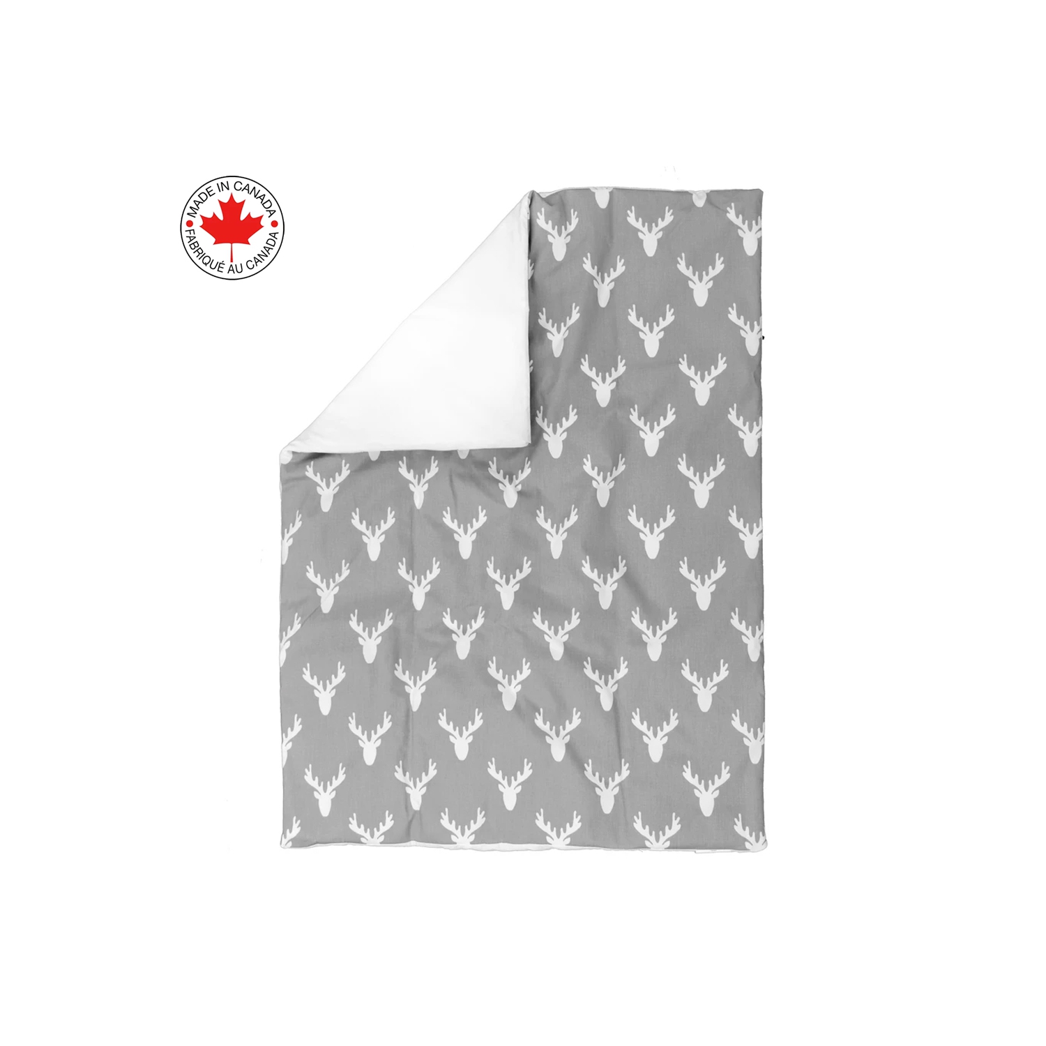 Bebelelo- literie pour bébé gris et blanc avec un motif d'orignal, parfaite pour les filles et les garçons