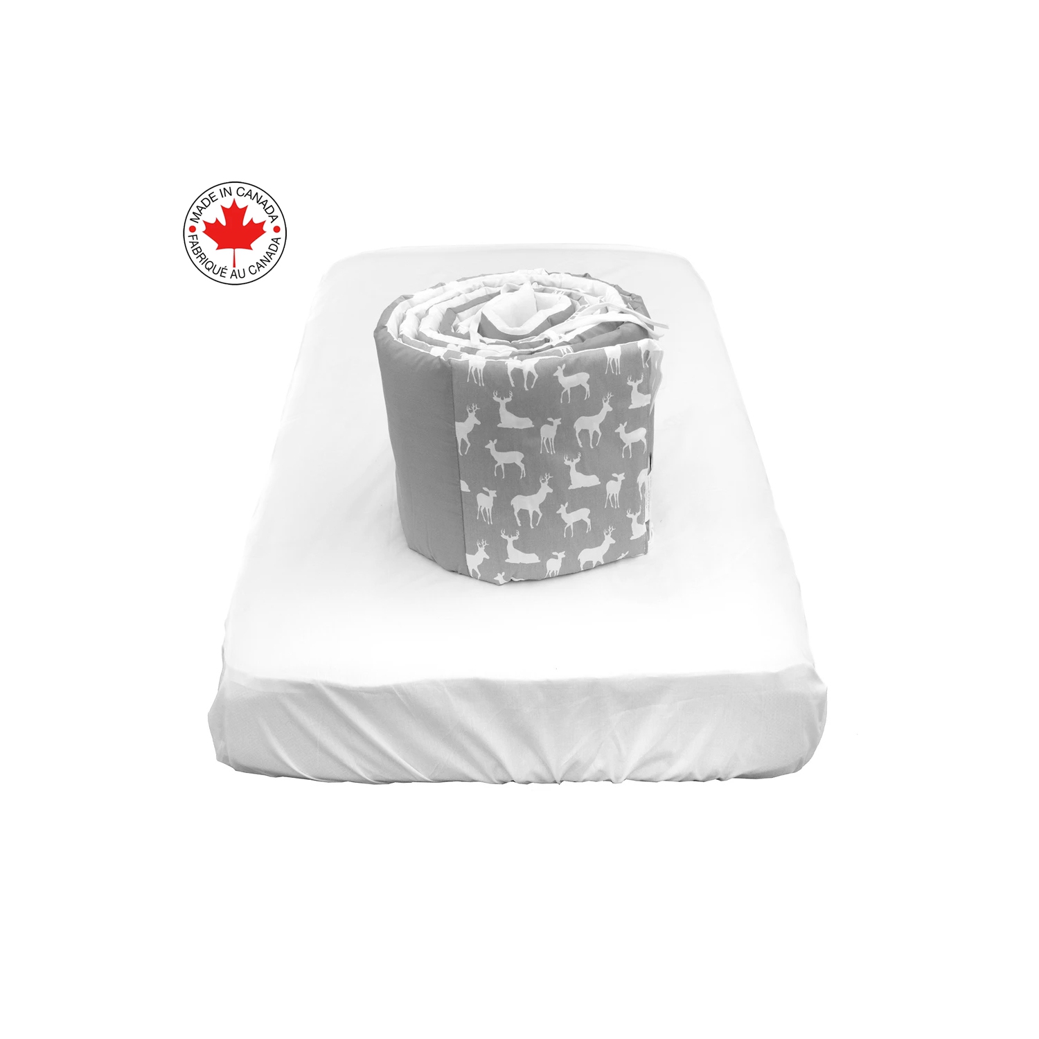 Ensemble de literie 7 pièces pour lit de bébé de BELelo, idéal pour les filles et les garçons, comprend des motifs de cerfs gris et blanc