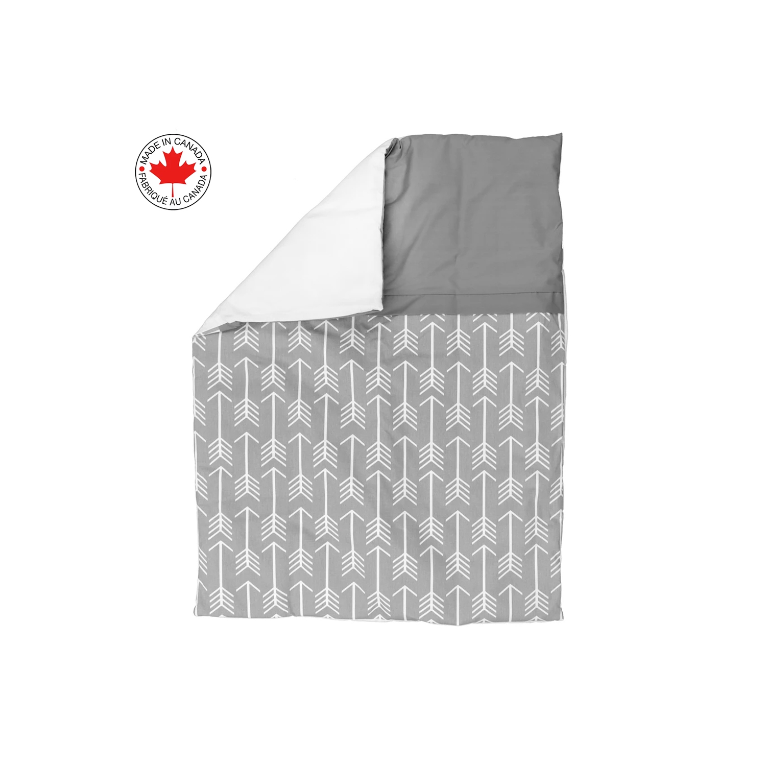 Bebelelo- Literie 7 morceaux pour bébé gris et blanc avec un motif de flèches