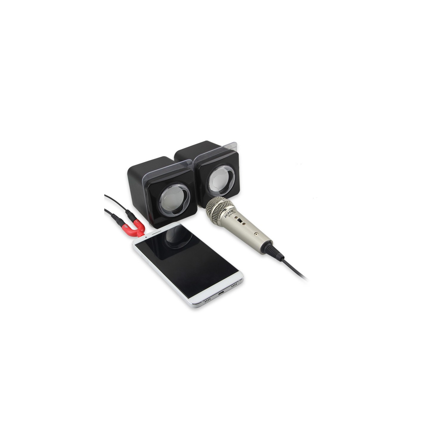 axGear axGear 3.5mm Splitter Audio Jack Adapter 4 Position Stereo Cable Split Cell Phone to Microphone and Music Black