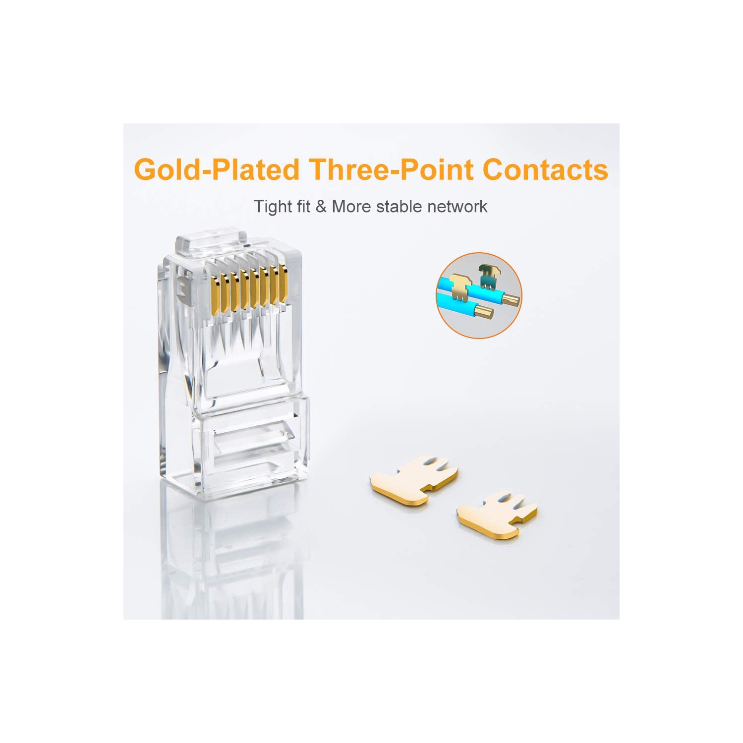 axGear RJ45 Crystal Head Cat5e Network Cable Connector Gold Plated 100pcs