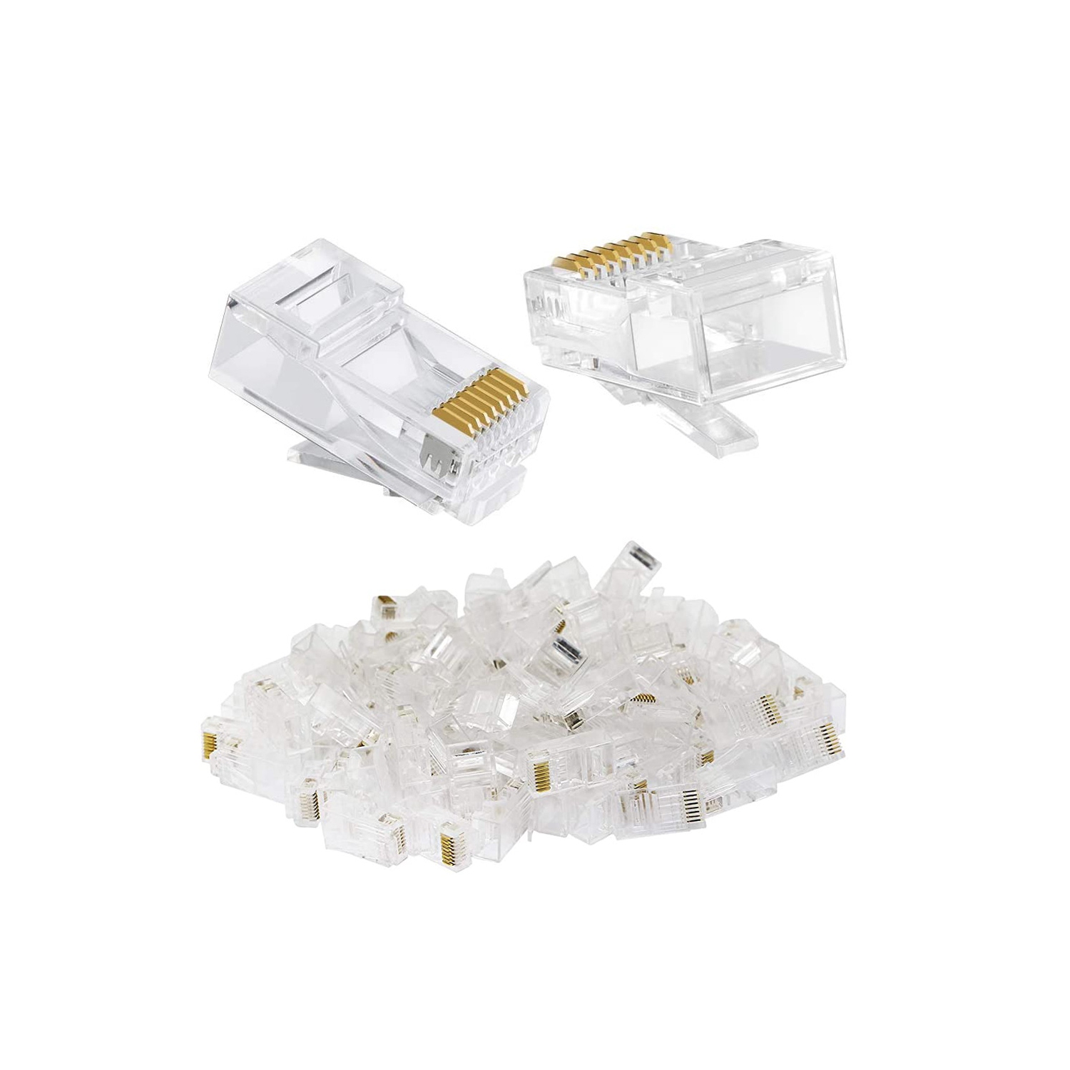 axGear RJ45 Crystal Head Cat5e Network Cable Connector Gold Plated 100pcs