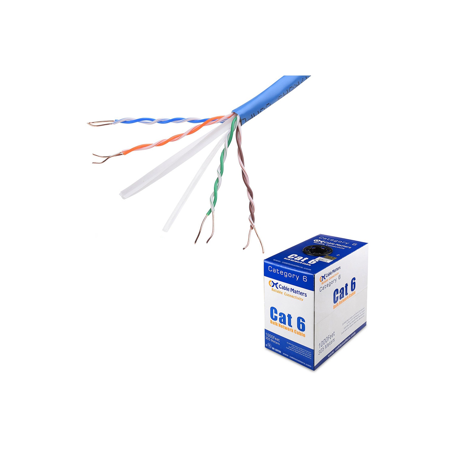 Câble réseau en vrac pour nouveau 1000Ft Cat6 Cat 6 d'AxGear – Câble Ethernet de raccordement à haute vitesse pour réseau local