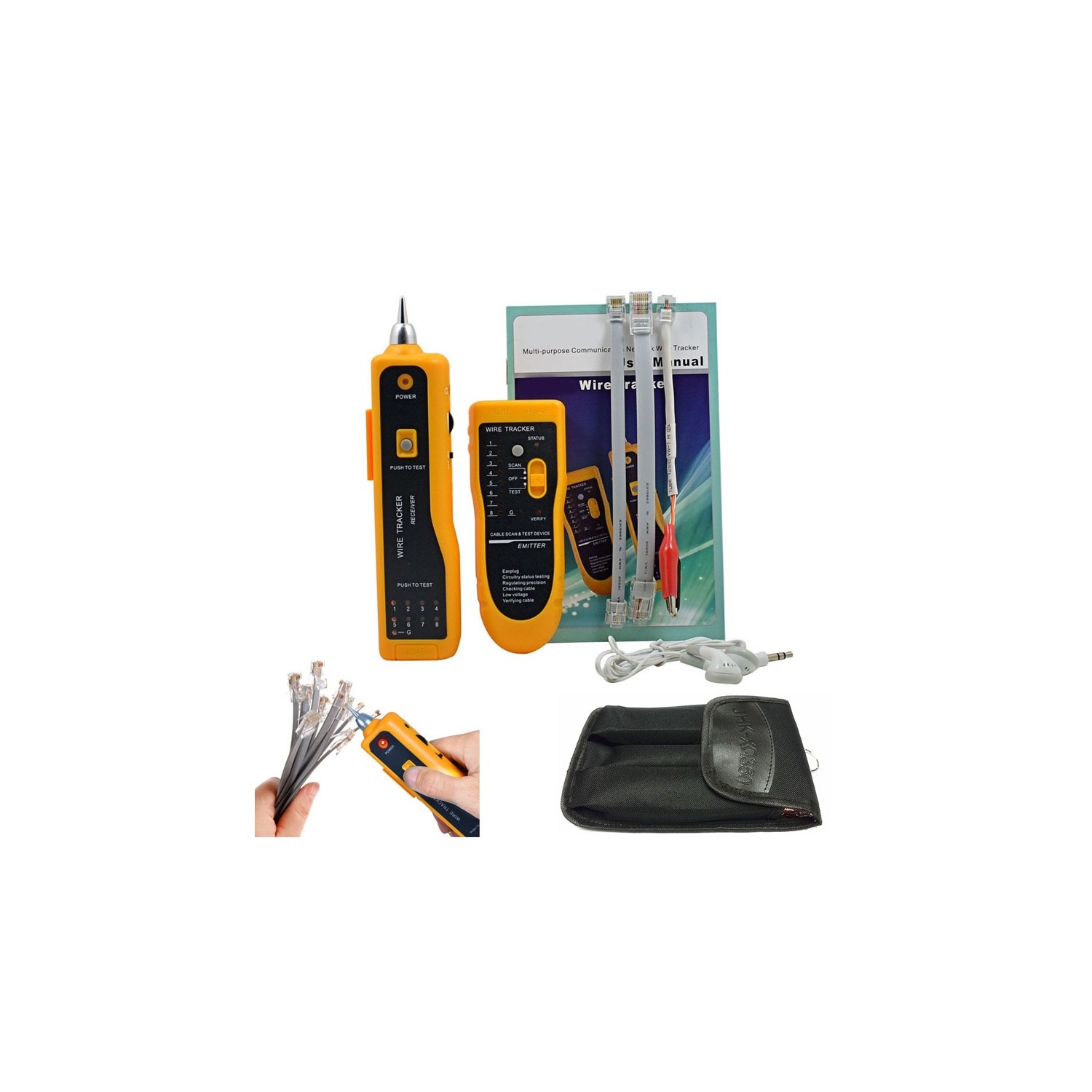 axGear Network Cable Tester Hunt Wire Sort USB Cable Coaxial Cat-5e 6 RJ45 RJ11 LAN