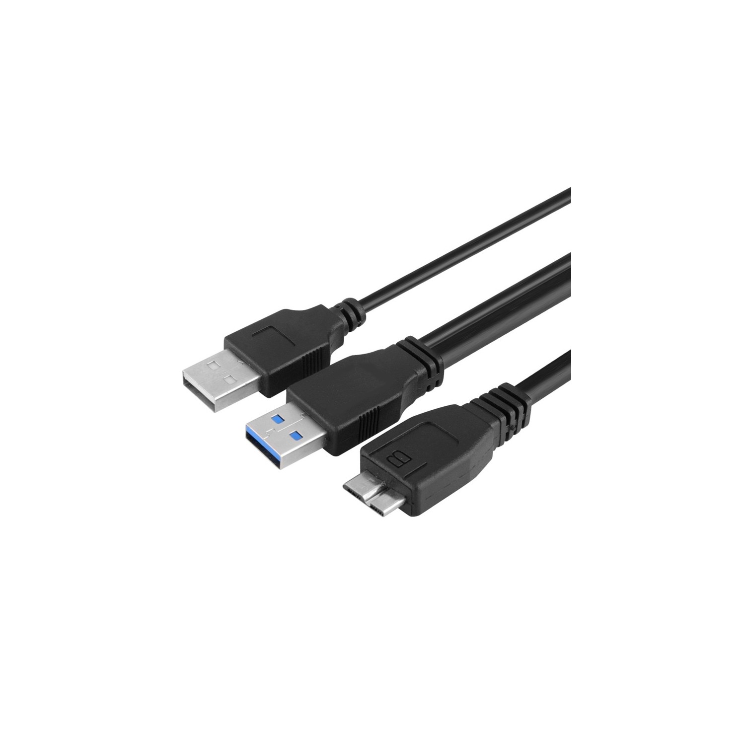 Câble USB 3.0 A mâle vers micro USB 3 y avec USB Power Connect pour disque dur mobile 2.5 d’axGear