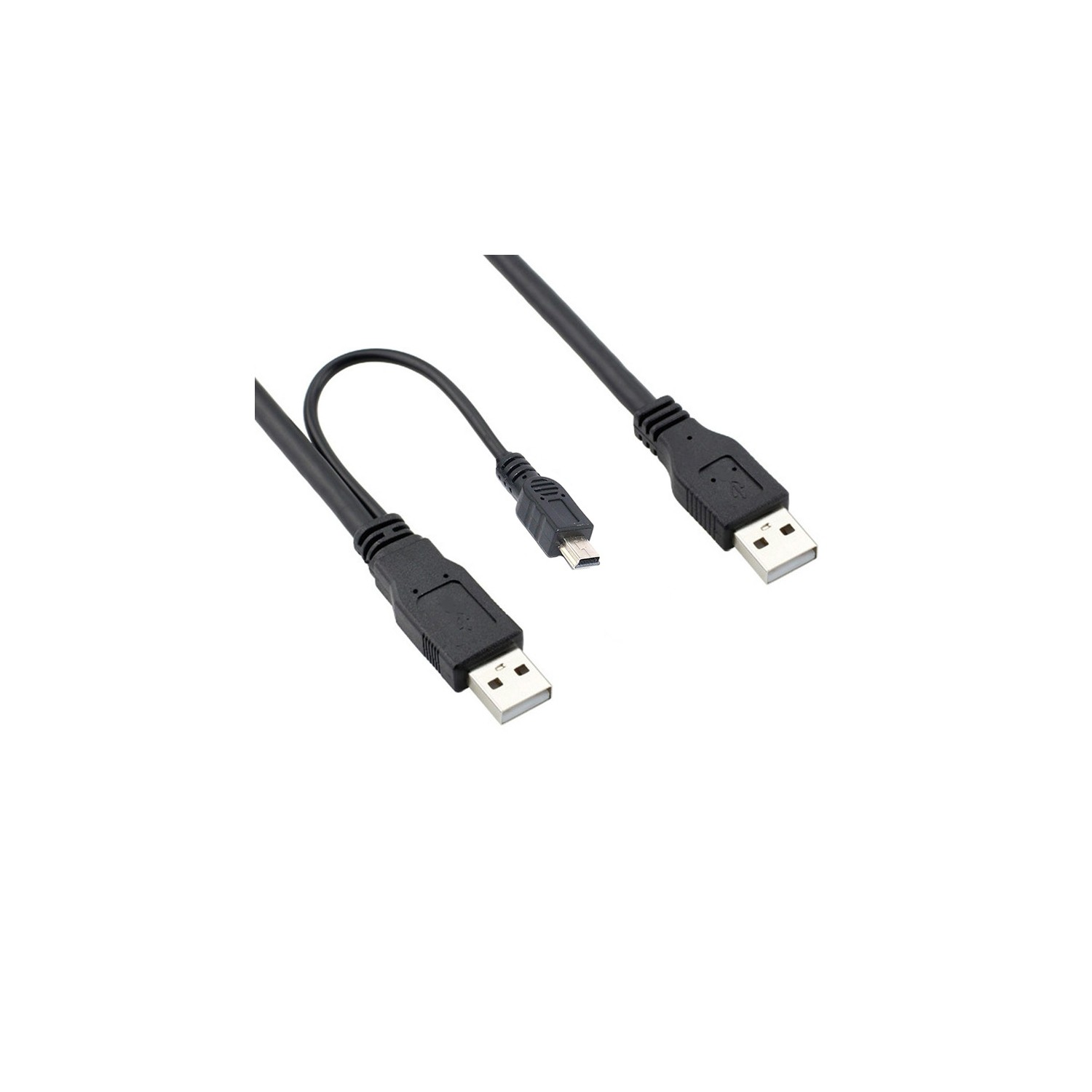 axGear USB 2.0 Male to Mini 5 Pin Y Cable Data and Power Cable for Hard Disk Drive