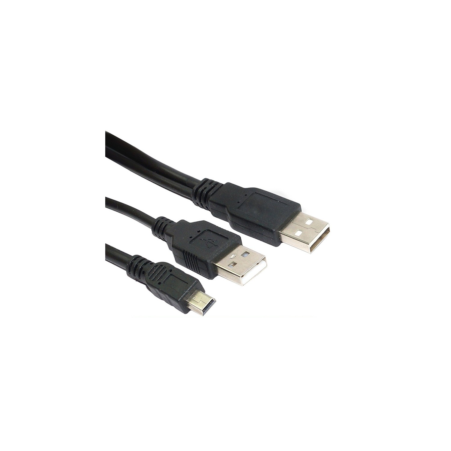 axGear USB 2.0 Male to Mini 5 Pin Y Cable Data and Power Cable for Hard Disk Drive