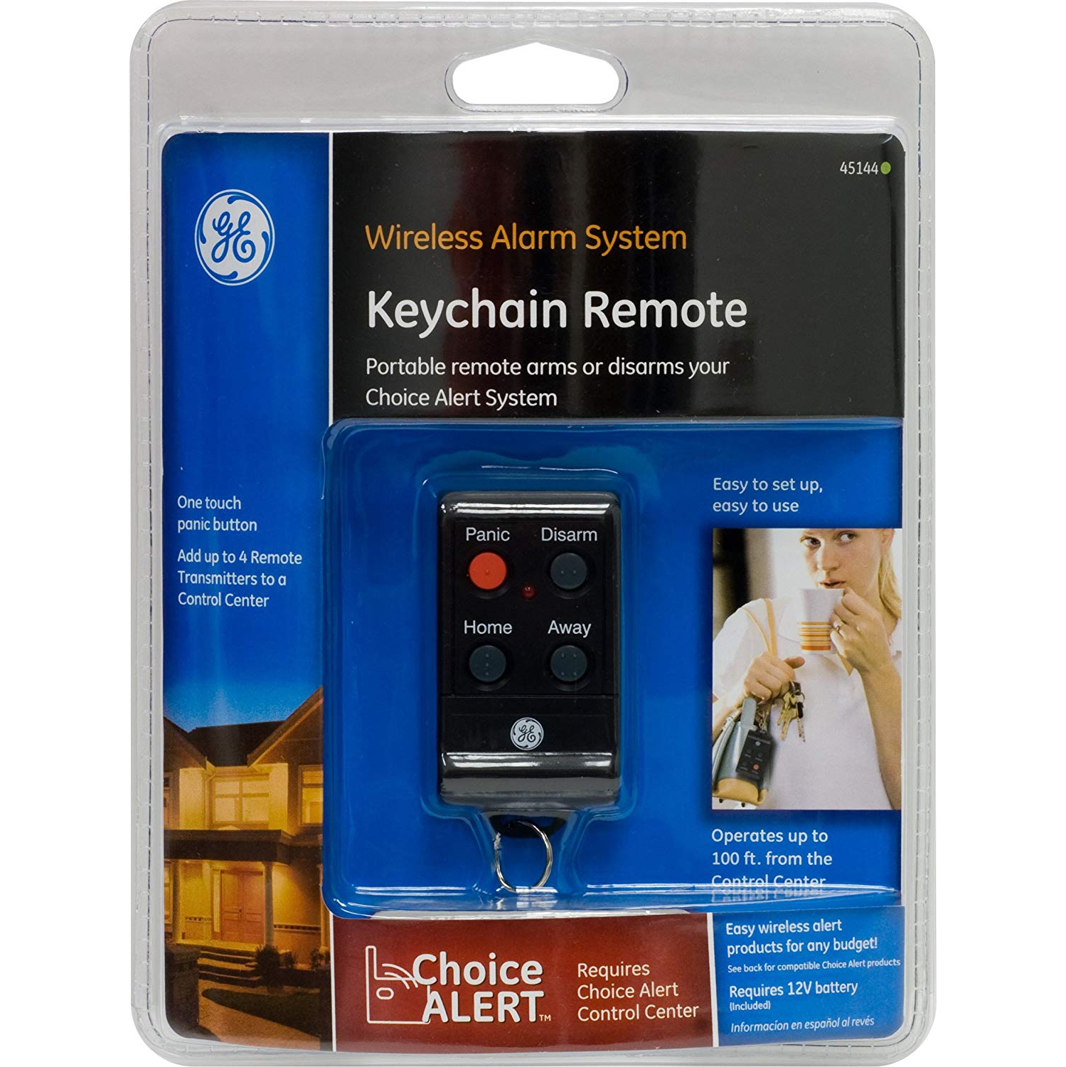 Télécommande porte-clés pour système d’alarme sans fil de GE Choice Alert