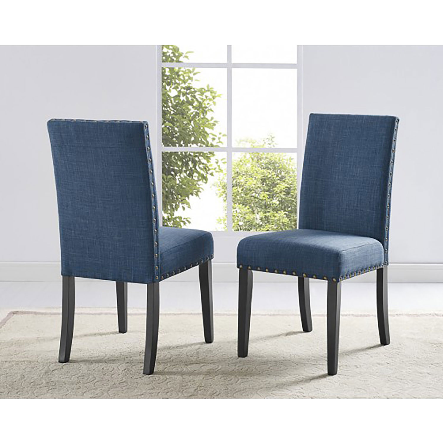 Indira Contemporary Fabric Dining Chair Set Of 2 Blue Indira Contemporary Fabric Dining Chair Set Of 2 Blue Only