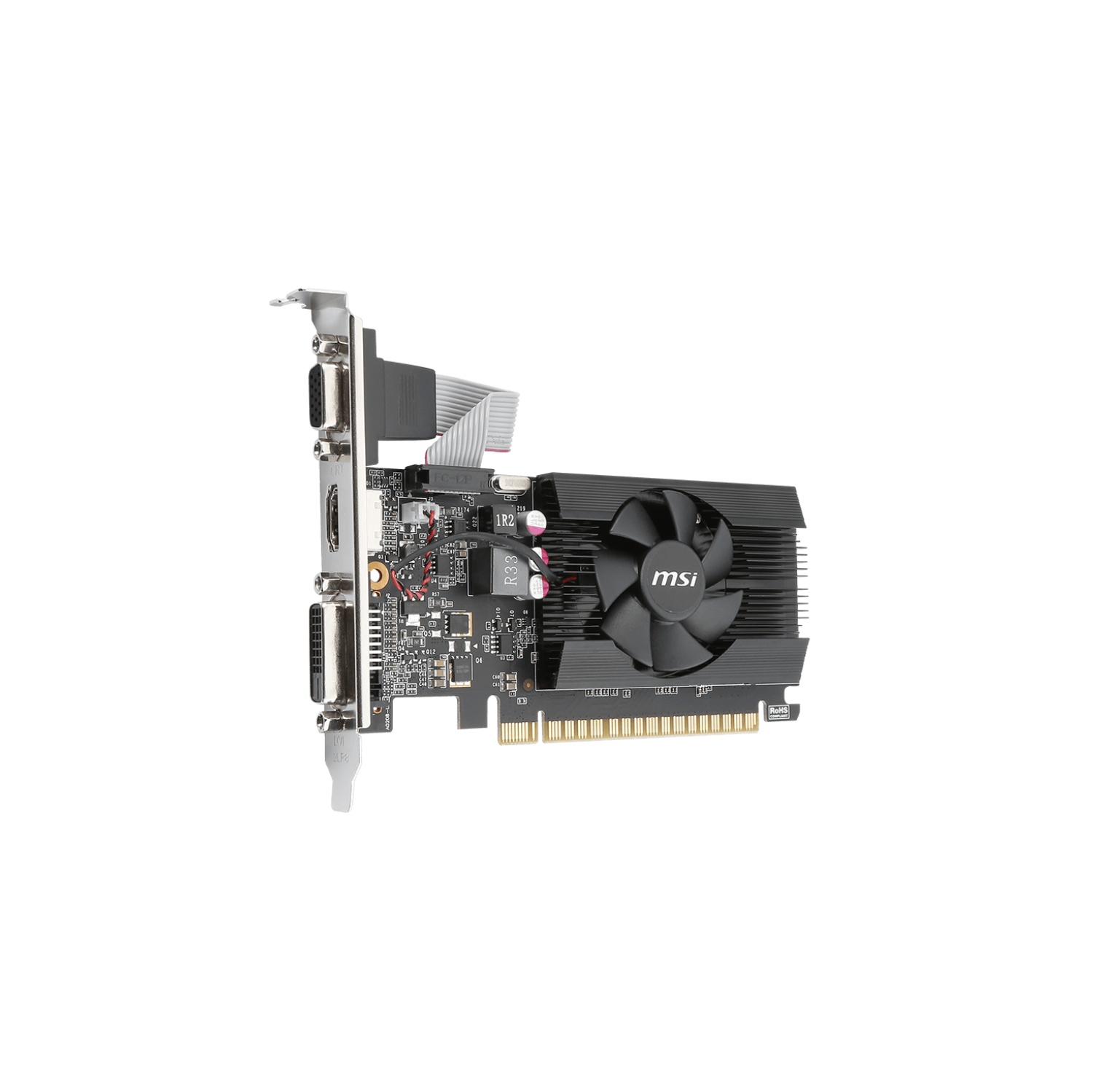 MSI GT 710 2GD3 LP, 2GB DDR3, 954 MHz, PCIe 2.0 x16, 64-bit, HDMI x1, Dual-link DVI-D x 1, D-Sub x 1, video card