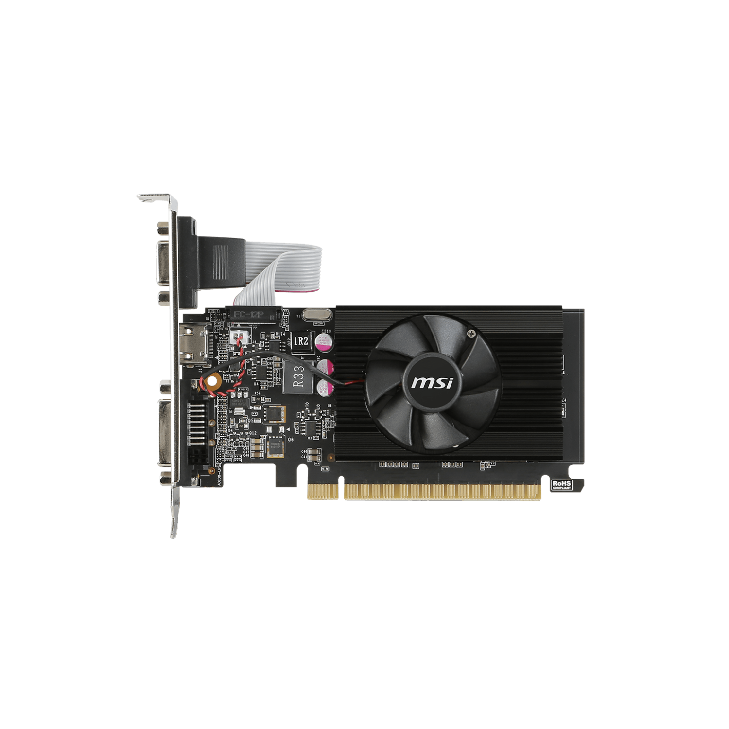 MSI GT 710 2GD3 LP, 2GB DDR3, 954 MHz, PCIe 2.0 x16, 64-bit, HDMI x1, Dual-link DVI-D x 1, D-Sub x 1, video card