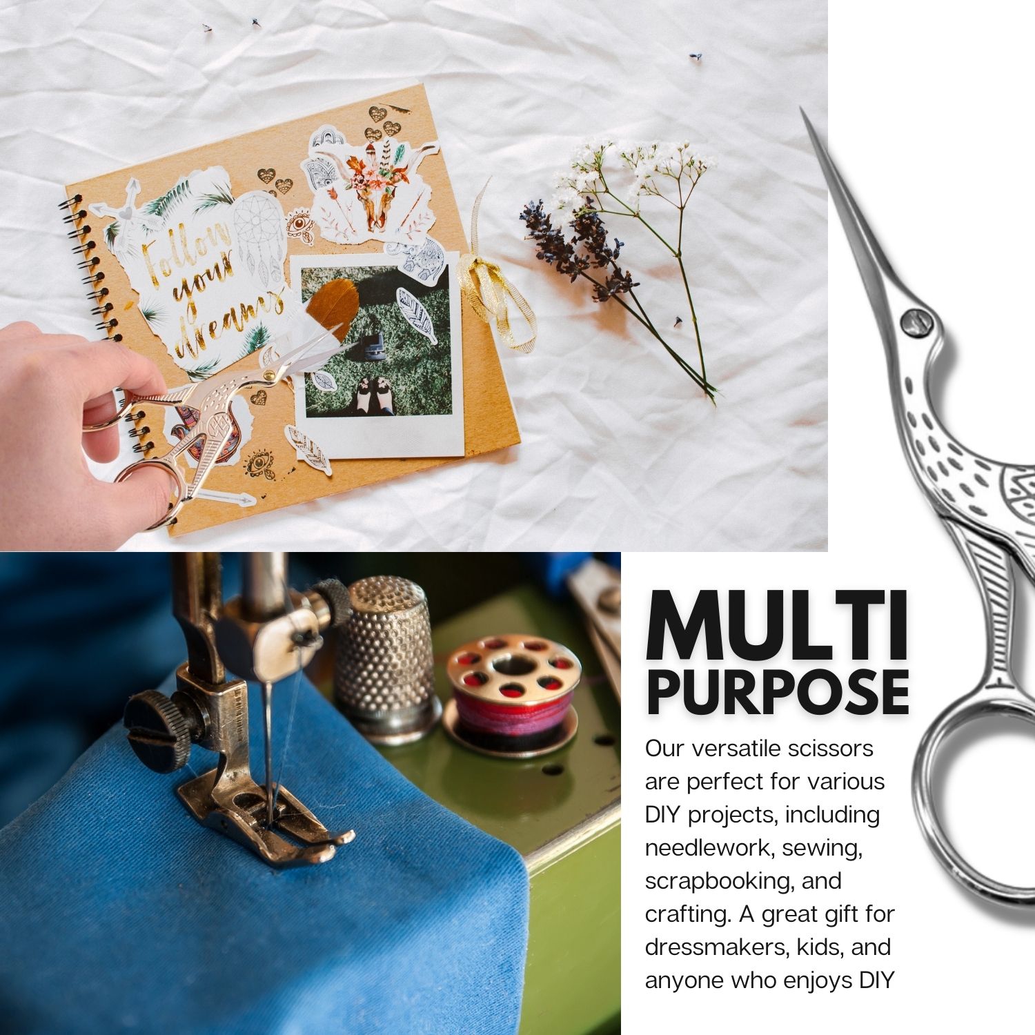 Arolly – 5.51 Ciseaux à broder de style rétro avec lames aiguisées, petites ciseaux de couture tout usage pour le travail d’art et d’aiguilles,