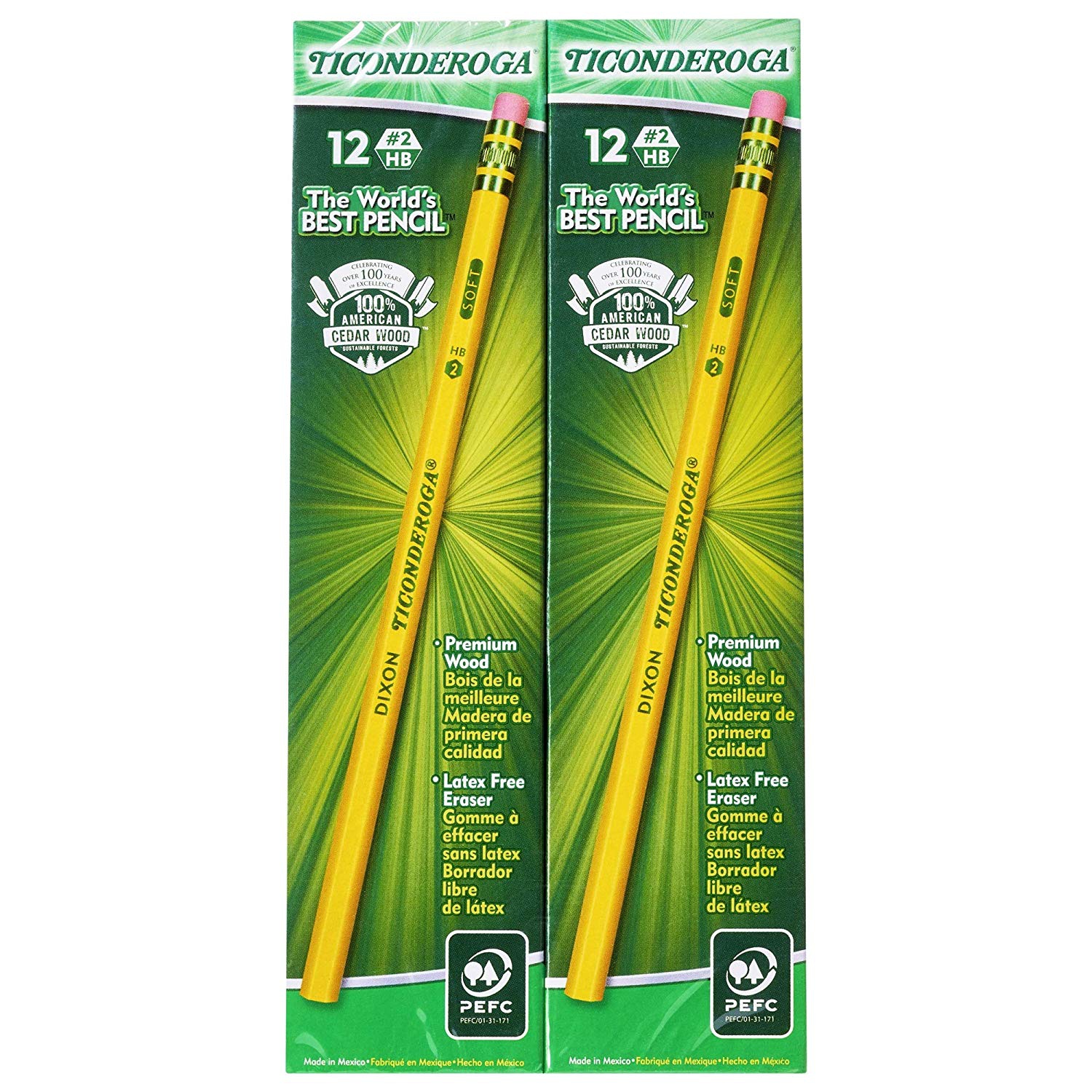 TICONDEROGA Pencils Graphite #2 HB Soft 14634 240-Pack New Yellow Pre-Sharpened Wood-Cased