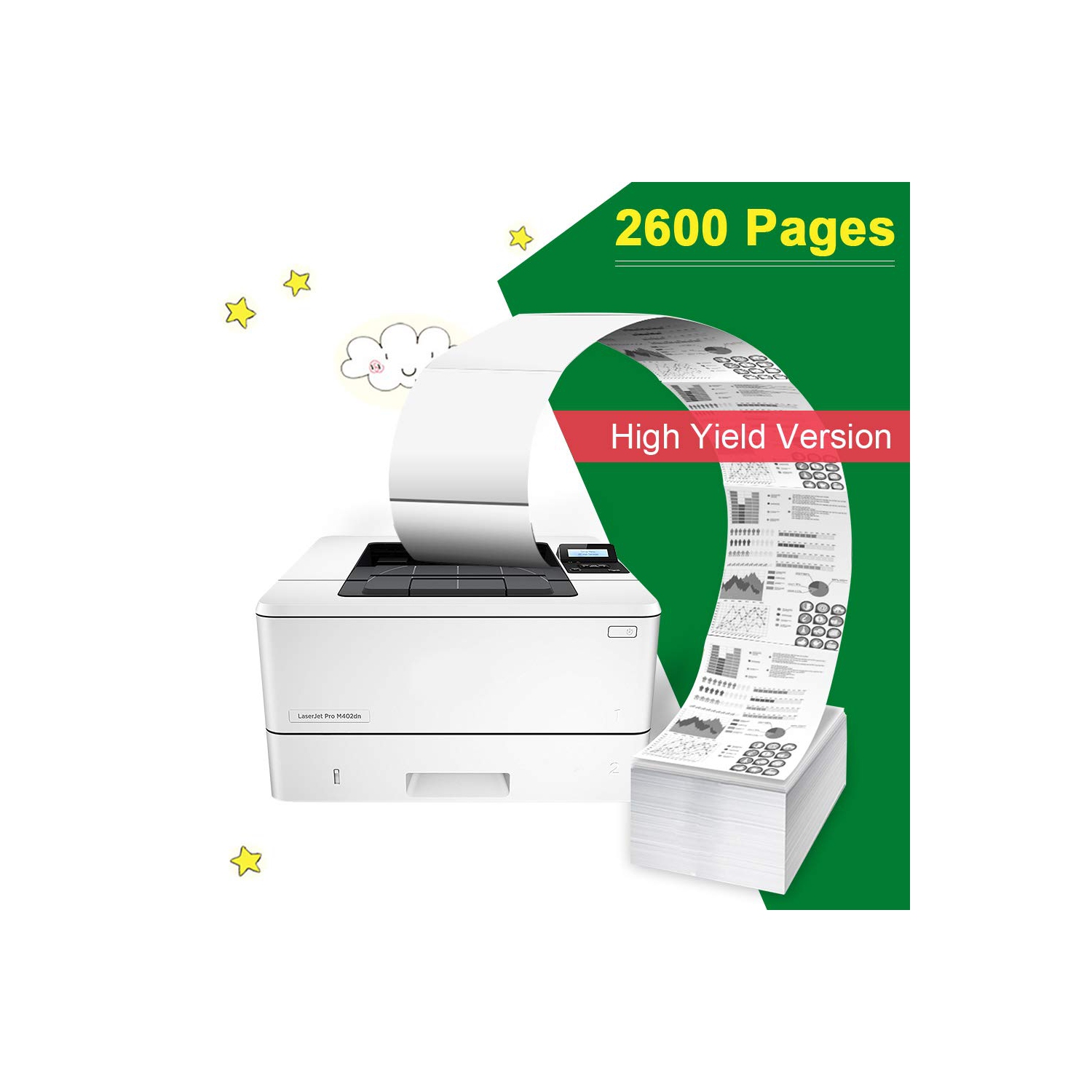 GREENSKY 2Packs （2 x Black ）Compatible Replacement For Brother TN630 TN660 TN660 TN2320 High Yield Toner Cartrid