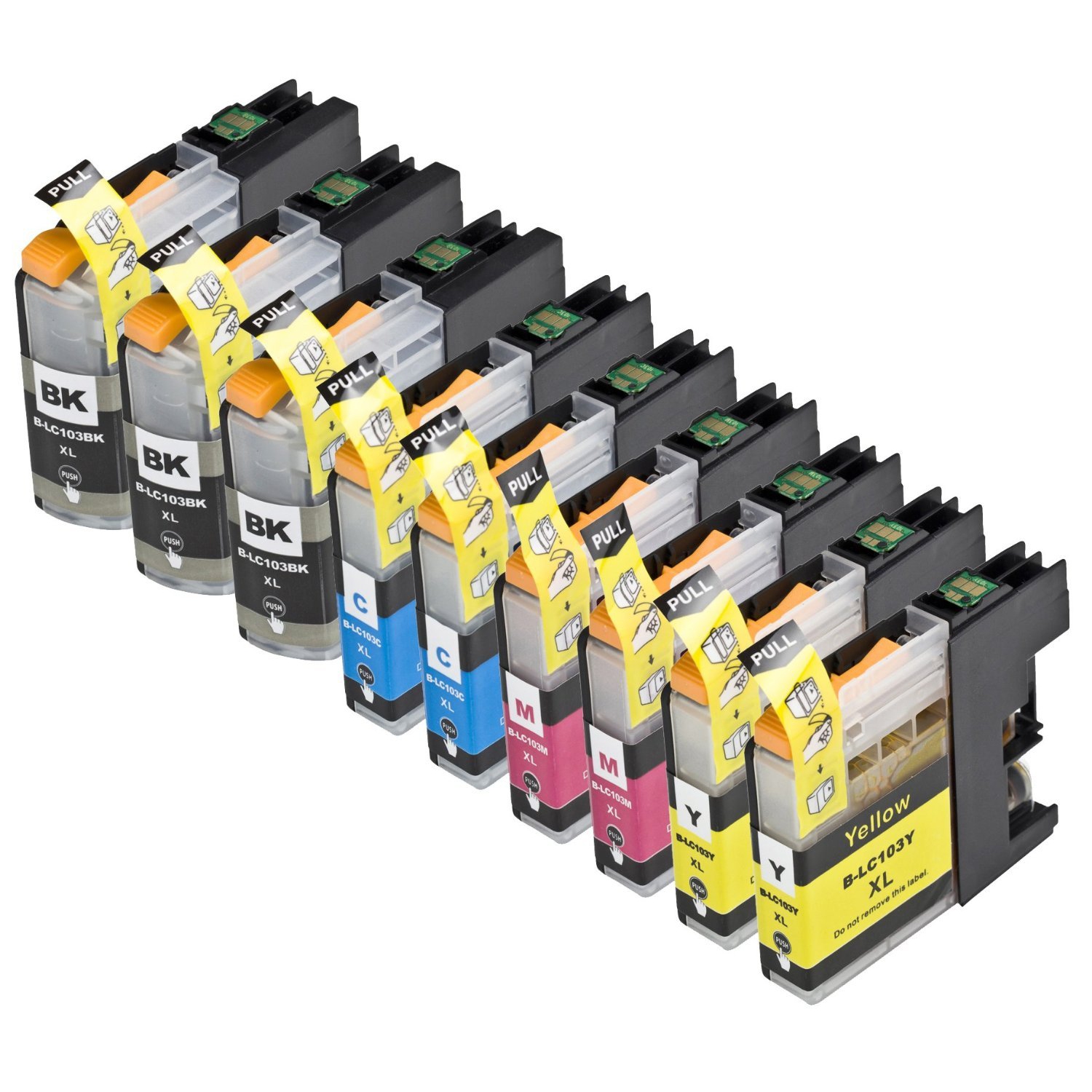 Paquet de 9 cartouches d’encre compatibles Brother LC101 LC103 noire 3 2 cyan 2 magenta 2 jaune pour une utilisation avec les imprimantes DCP-J152W