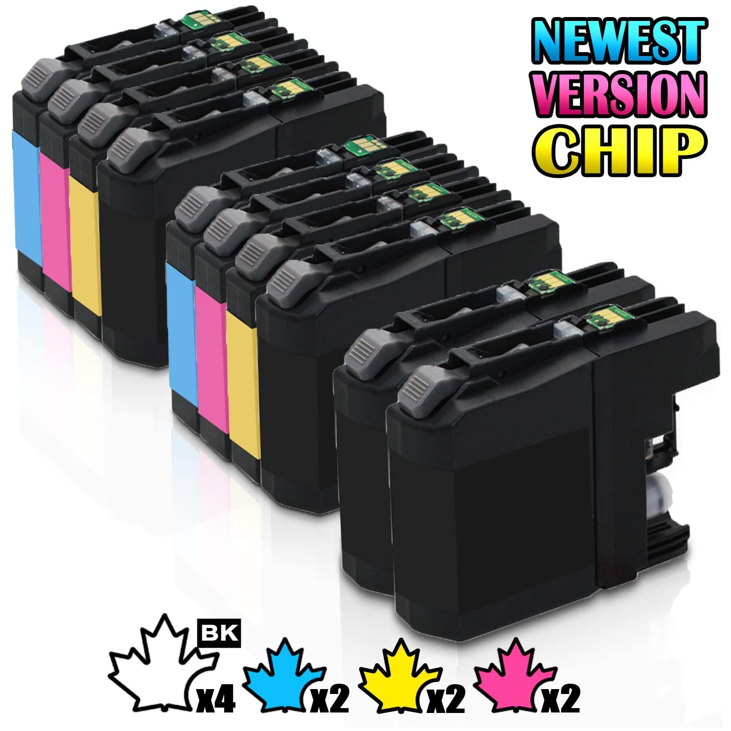 10 Inkfirst® Compatible Ink Cartridges LC103 XL LC101 Replacement for Brother LC103XL MFC-J470DW MFC-J475DW 2 Set+ 2BK