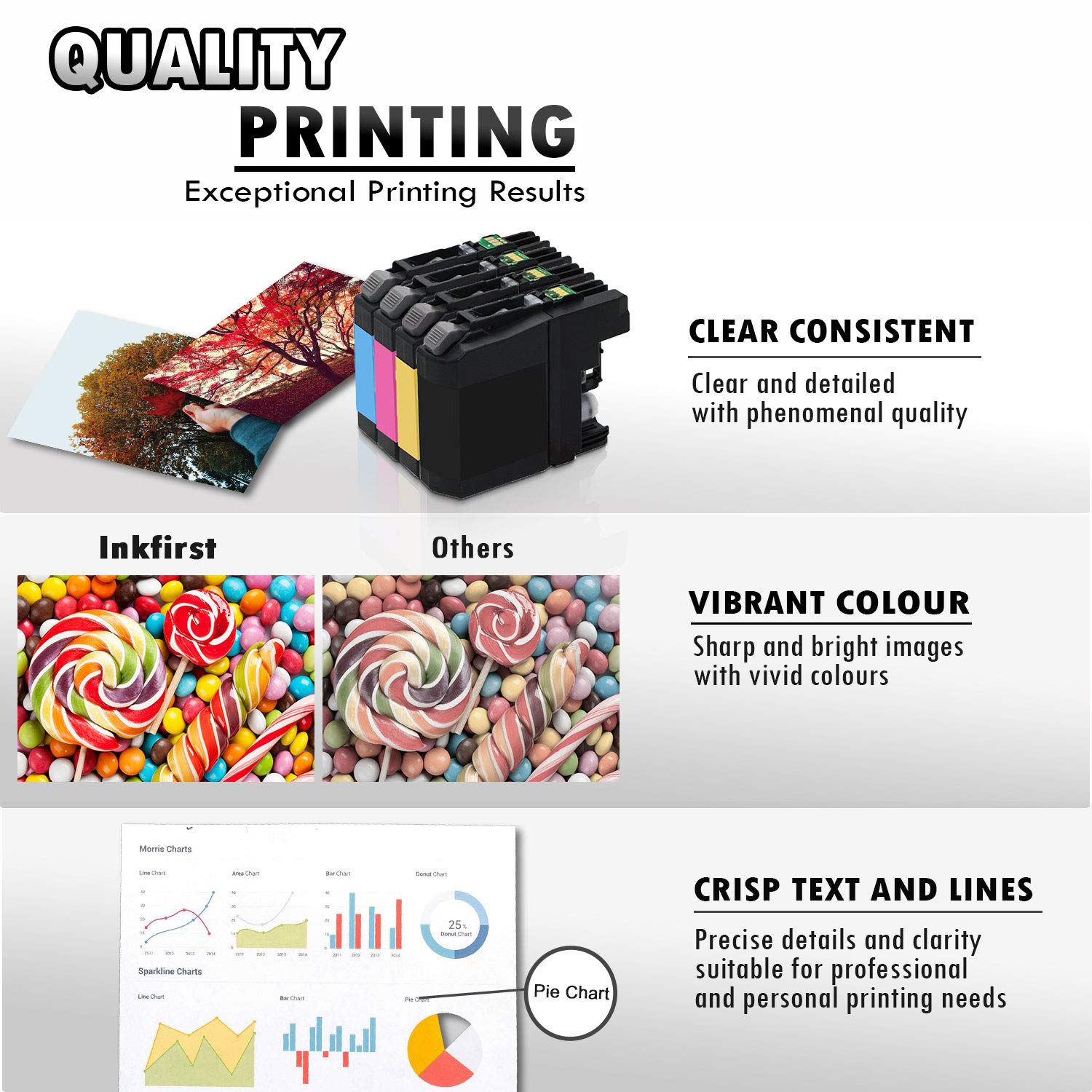 10 Inkfirst® Compatible Ink Cartridges LC103 XL LC101 Replacement for Brother LC103XL MFC-J470DW MFC-J475DW 2 Set+ 2BK