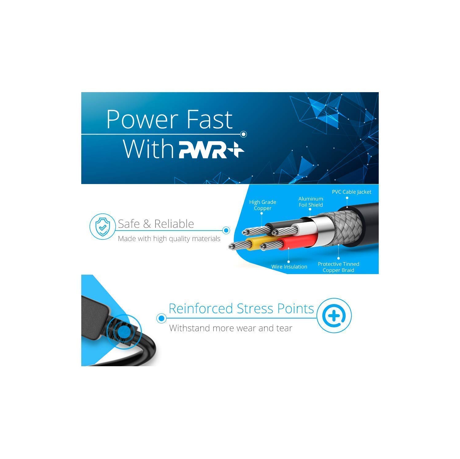 Pwr UL Listed NEMA 5-15P to IEC320C5 Short 3 Ft 3 Prong AC Power Adapter Cord Laptop Charger Cable for Dell HP Compa