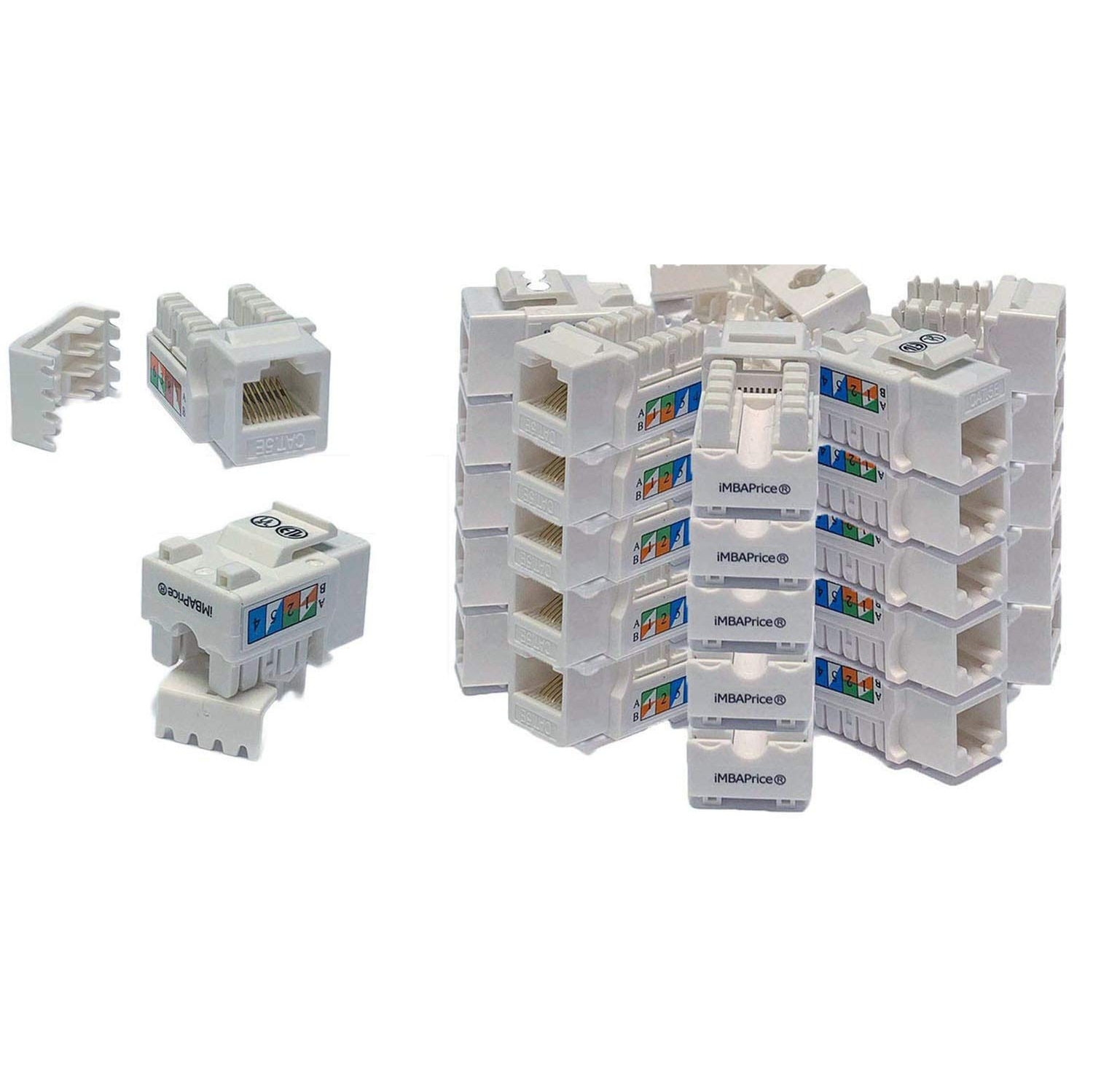 iMBAPrice White Cat5e RJ45 Punch Down Keystone Jack 25 Pack