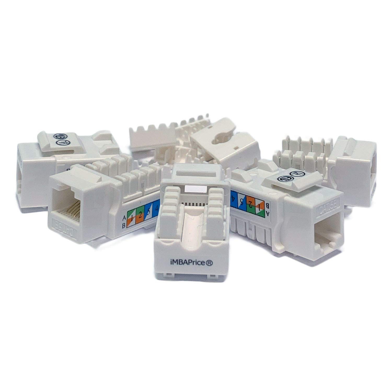 iMBAPrice White Cat5e RJ45 Punch Down Keystone Jack 25 Pack