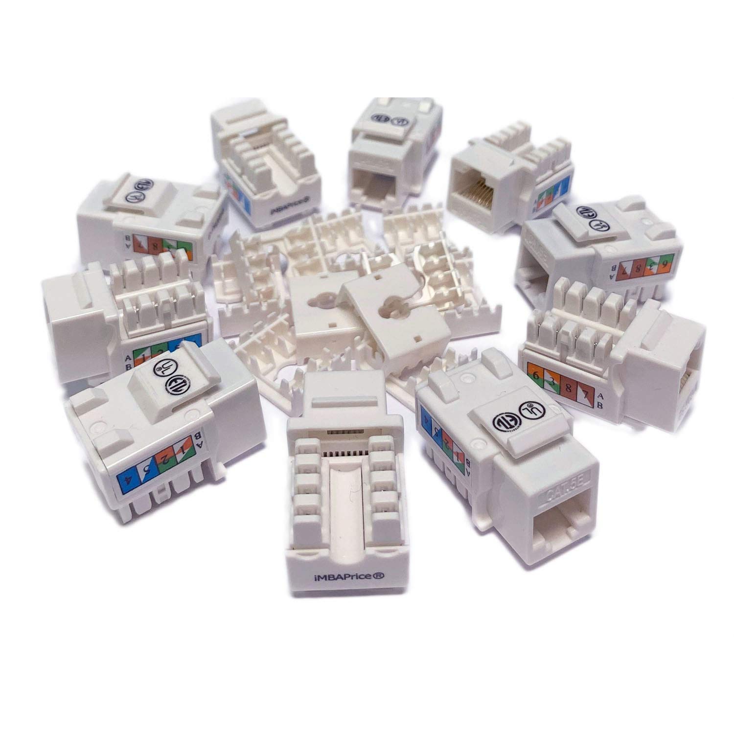 iMBAPrice White Cat5e RJ45 Punch Down Keystone Jack 25 Pack