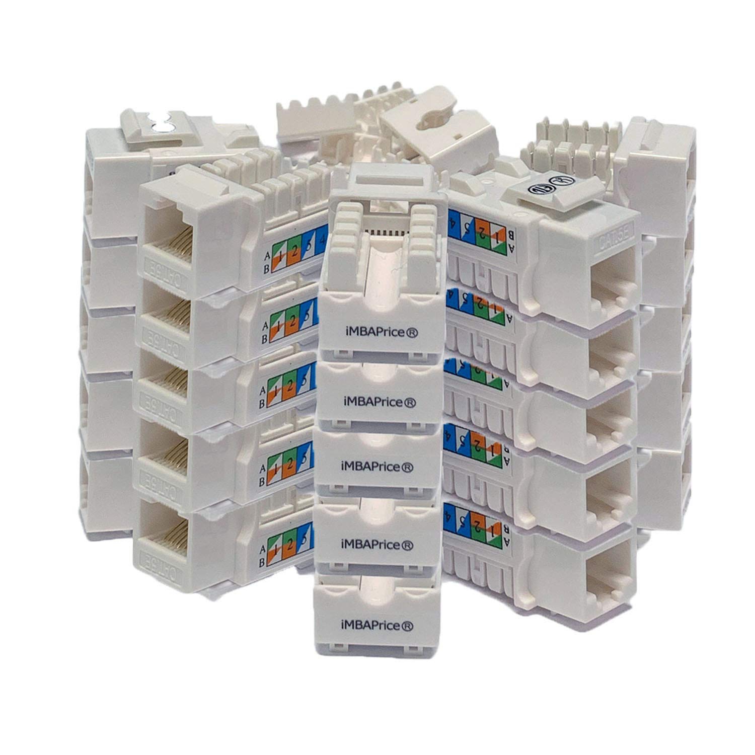 iMBAPrice White Cat5e RJ45 Punch Down Keystone Jack 25 Pack