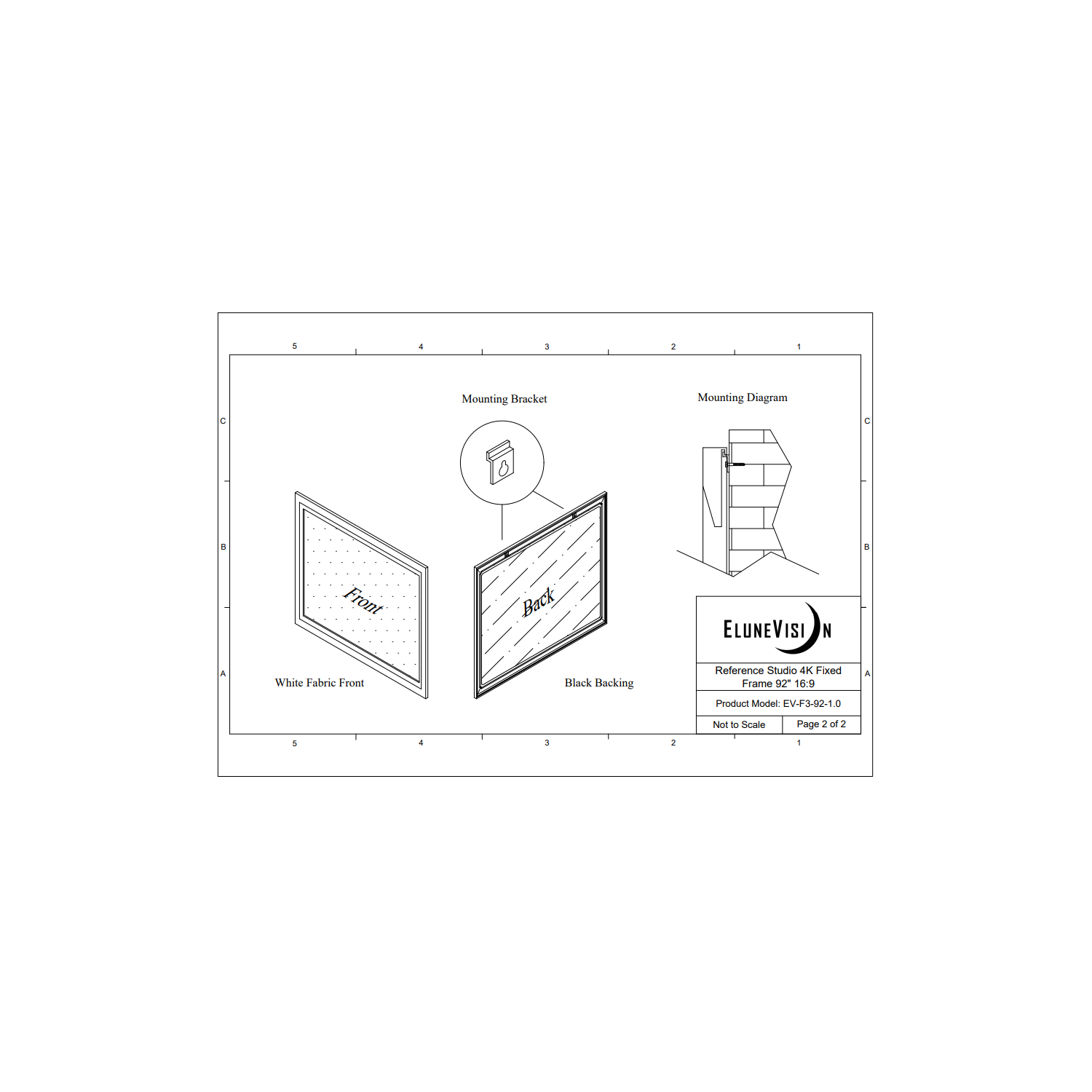 EluneVision Reference Studio 4K 92'' Fixed Frame 16:9 Projector Screen