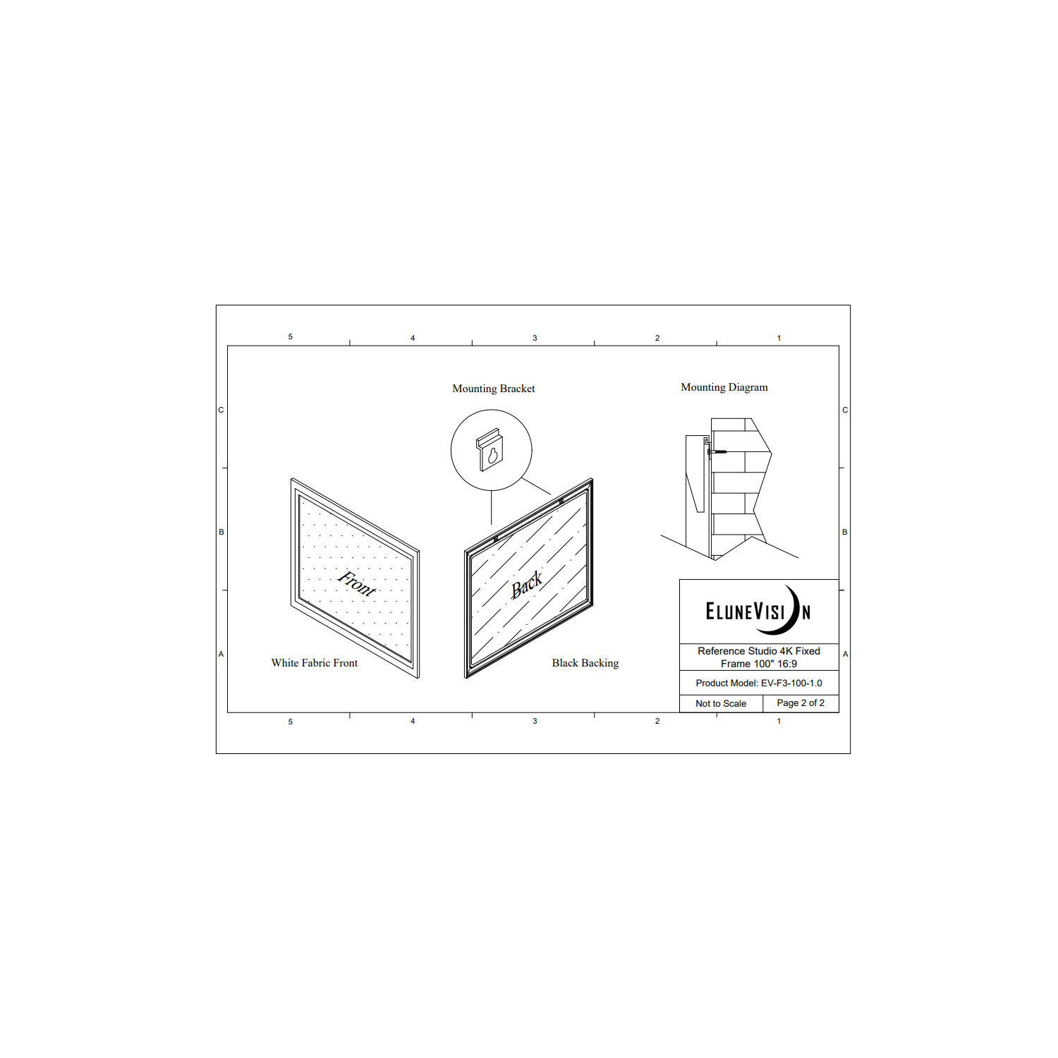 EluneVision Reference Studio 4K 100'' Fixed Frame 16:9 Projector Screen