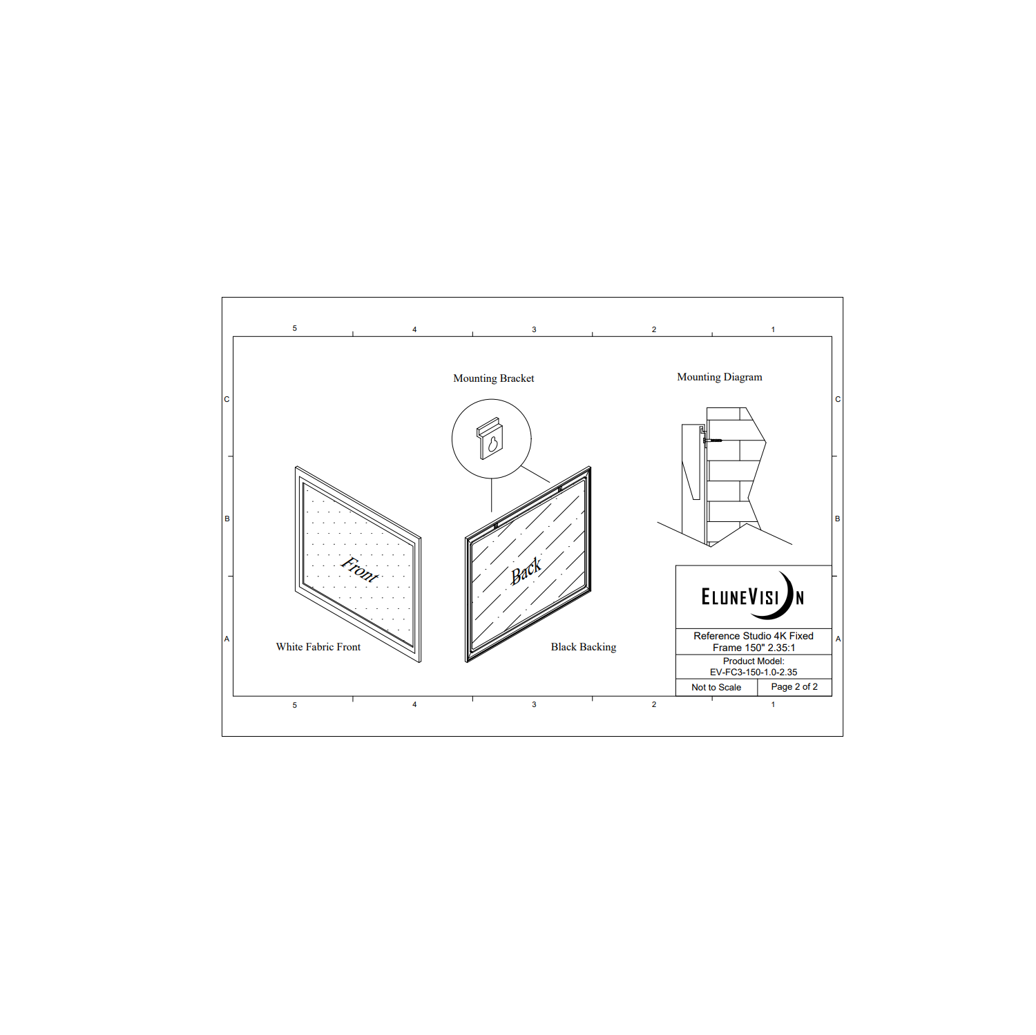 EluneVision Reference Studio 4K 150'' Fixed Frame 2.35:1 Projector Screen