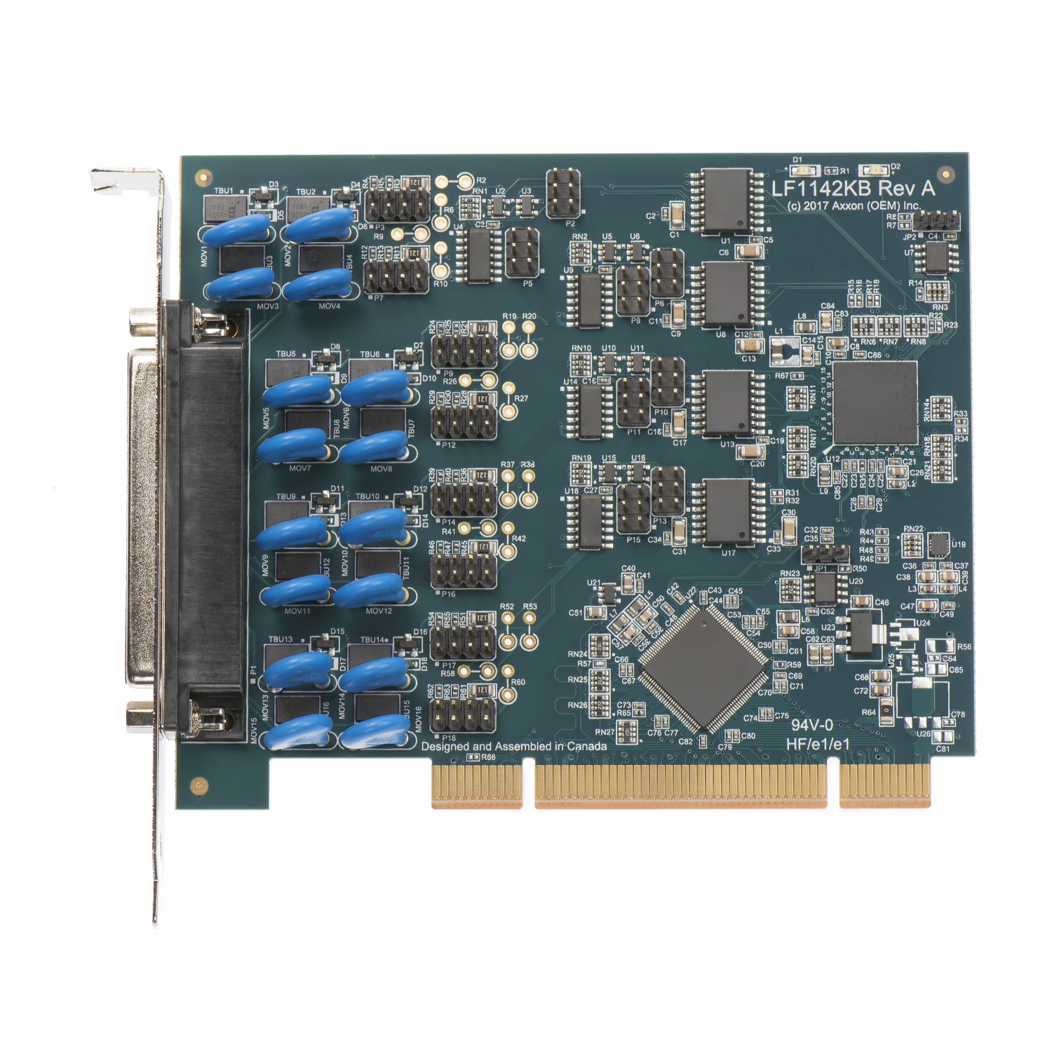 Axxon LF1142KB Universal PCI to 4 Port RS422/485 Gavanically Isolated Host Adapter w/ Quadplex Cable 36" DB37M-DB25M-4