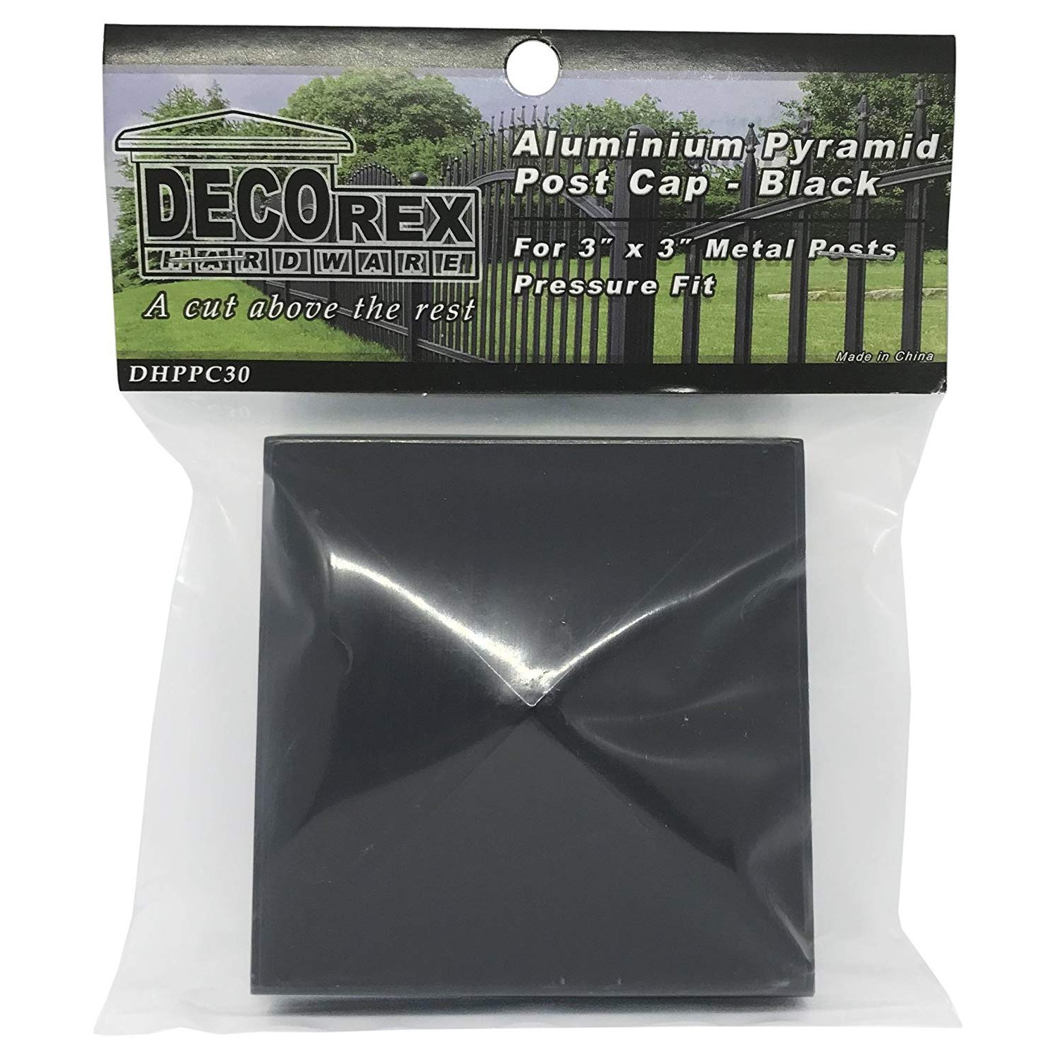 Poteau pyramidal en aluminium de DeCorex pour poteaux en métal de 3 x 3 po - ajustement sous pression - Noir