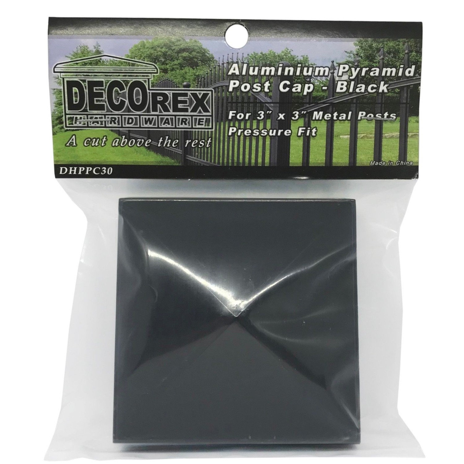 Poteau pyramidal en aluminium de DeCorex pour poteaux en métal de 3 x 3 po - ajustement sous pression - Noir