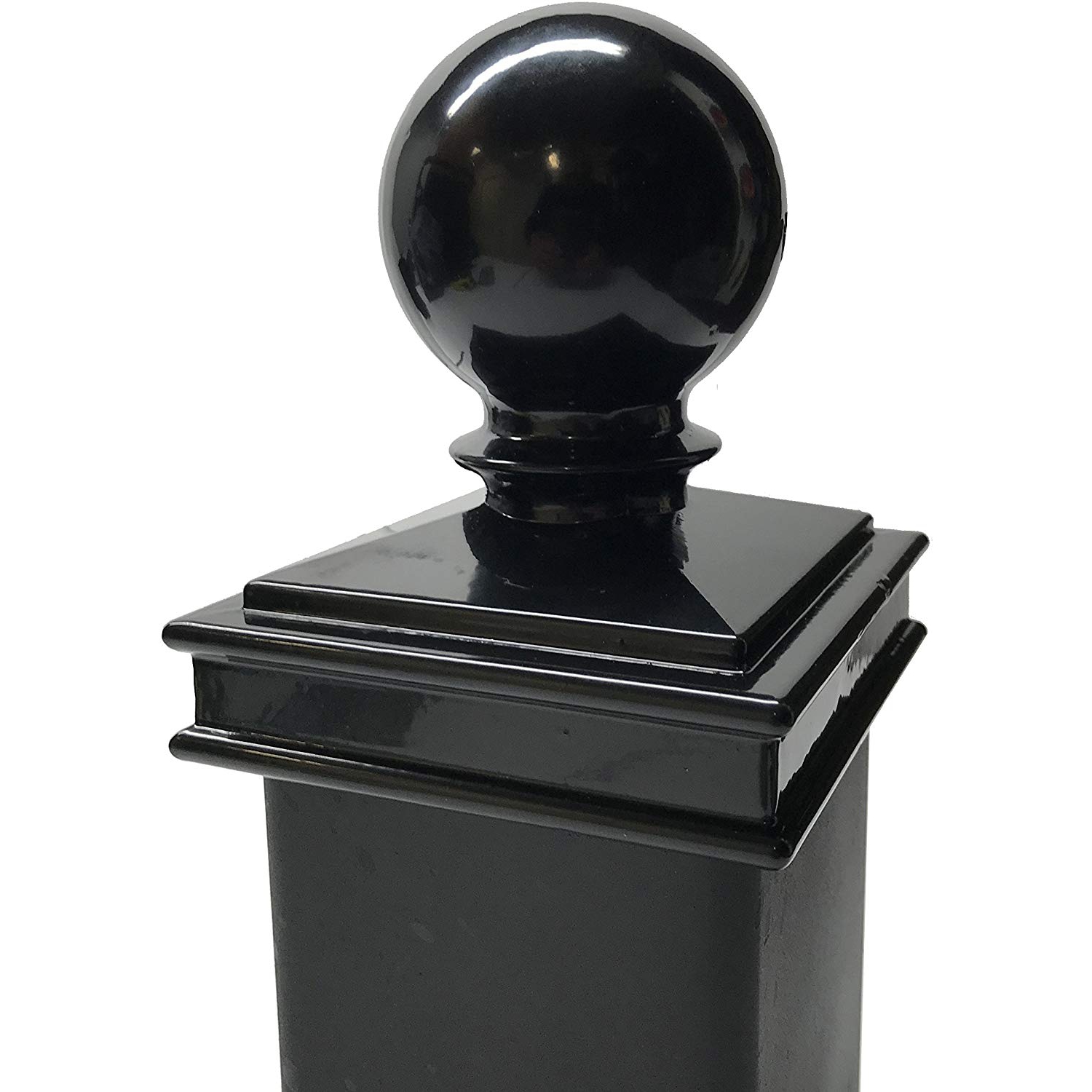 Decorex Hardware Aluminium Ball Top Post Cap for 3" x 3" Metal Posts - Pressure Fit - Black