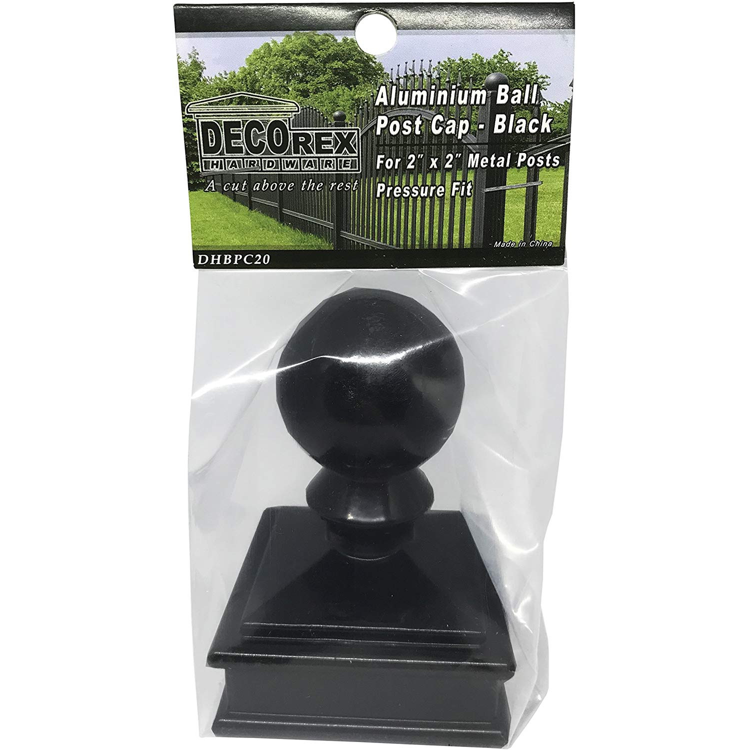Decorex Hardware Aluminium Ball Top Post Cap for 2" x 2" Metal Posts - Pressure Fit - Black