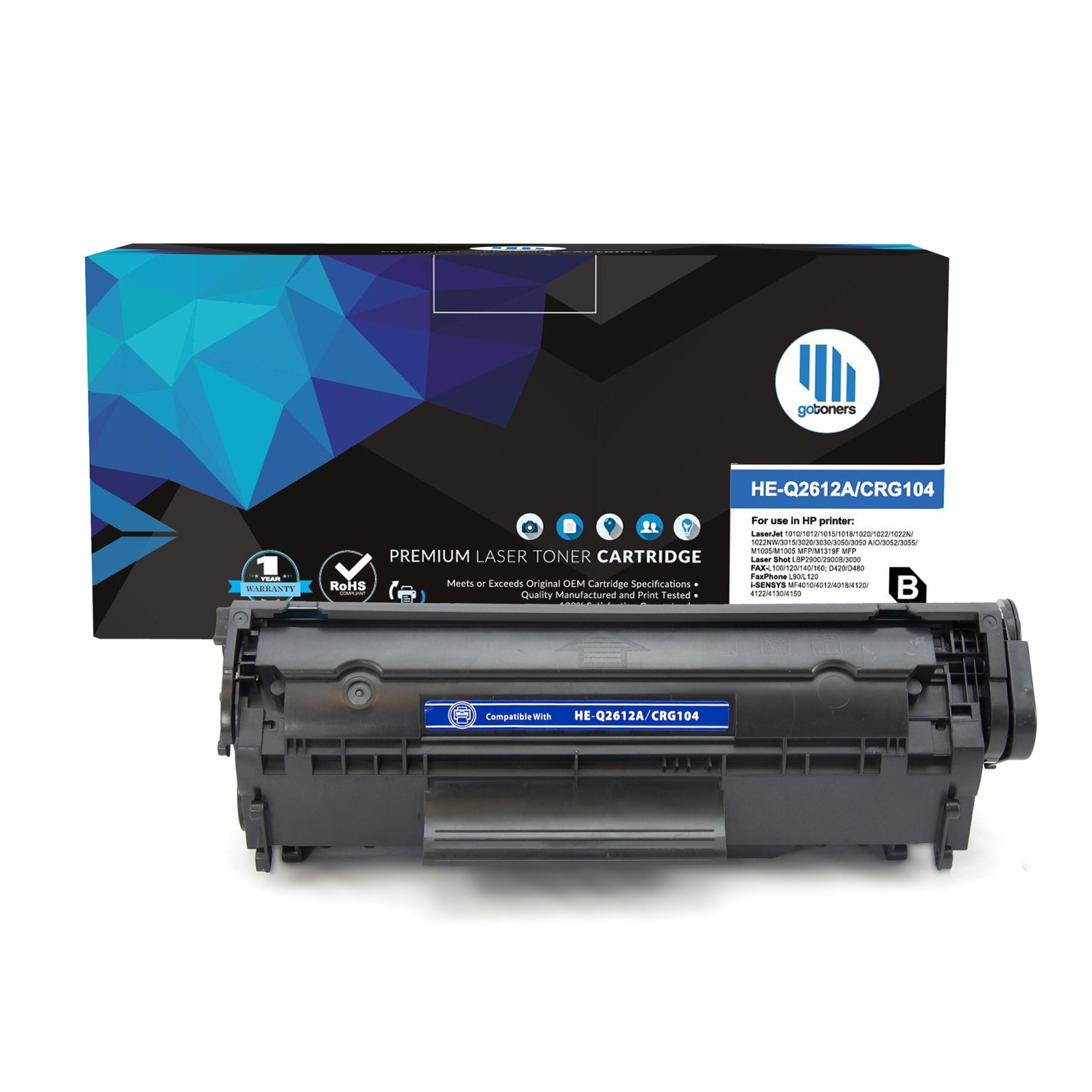 Cartouche d’encre en poudre noire à rendement standard Q2612A compatible avec les imprimantes de Gotoners™ HP LaserJet