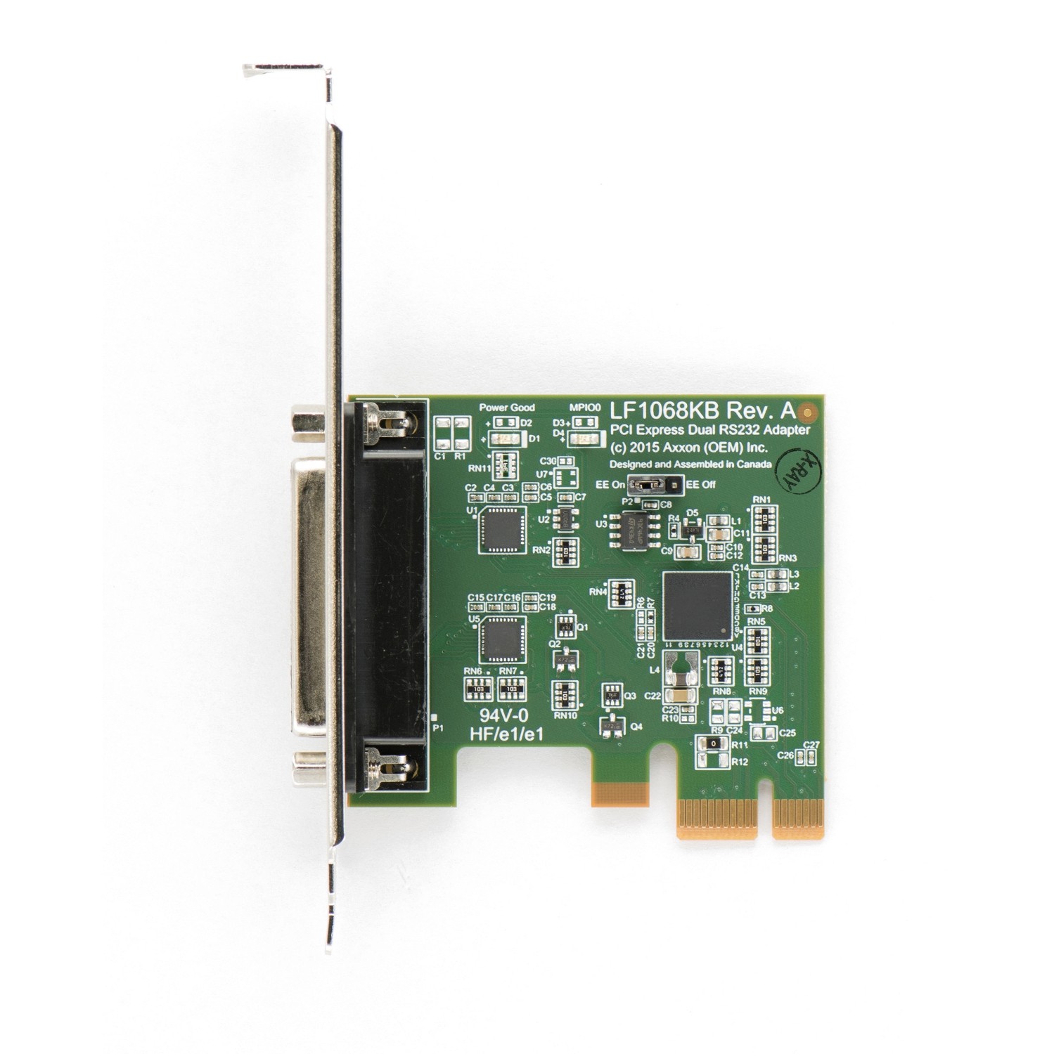 Axxon LF1068KB 2 Port Native PCI Express RS232 Serial Card w/ Dualplex Cable 36" DB25M-DB9M-2