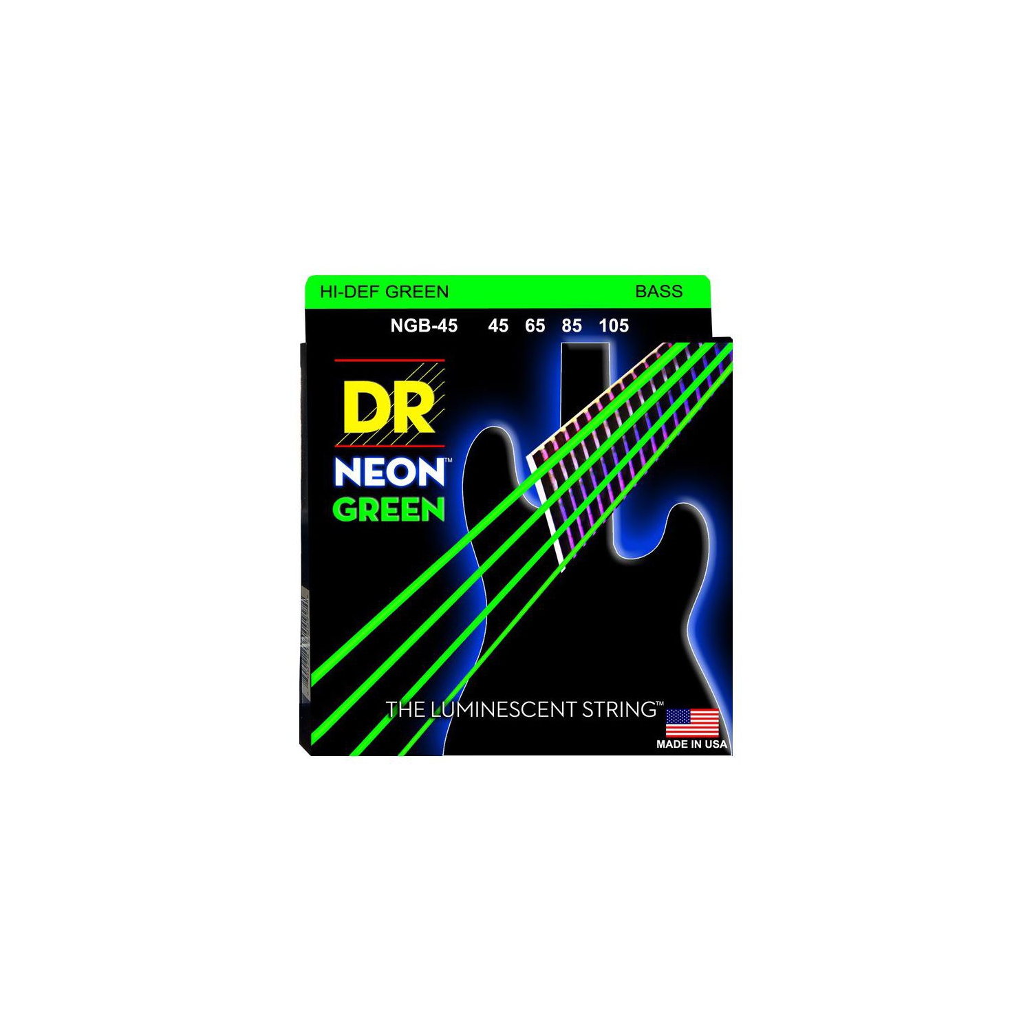 Neon Green Coated Bass Strings, Medium