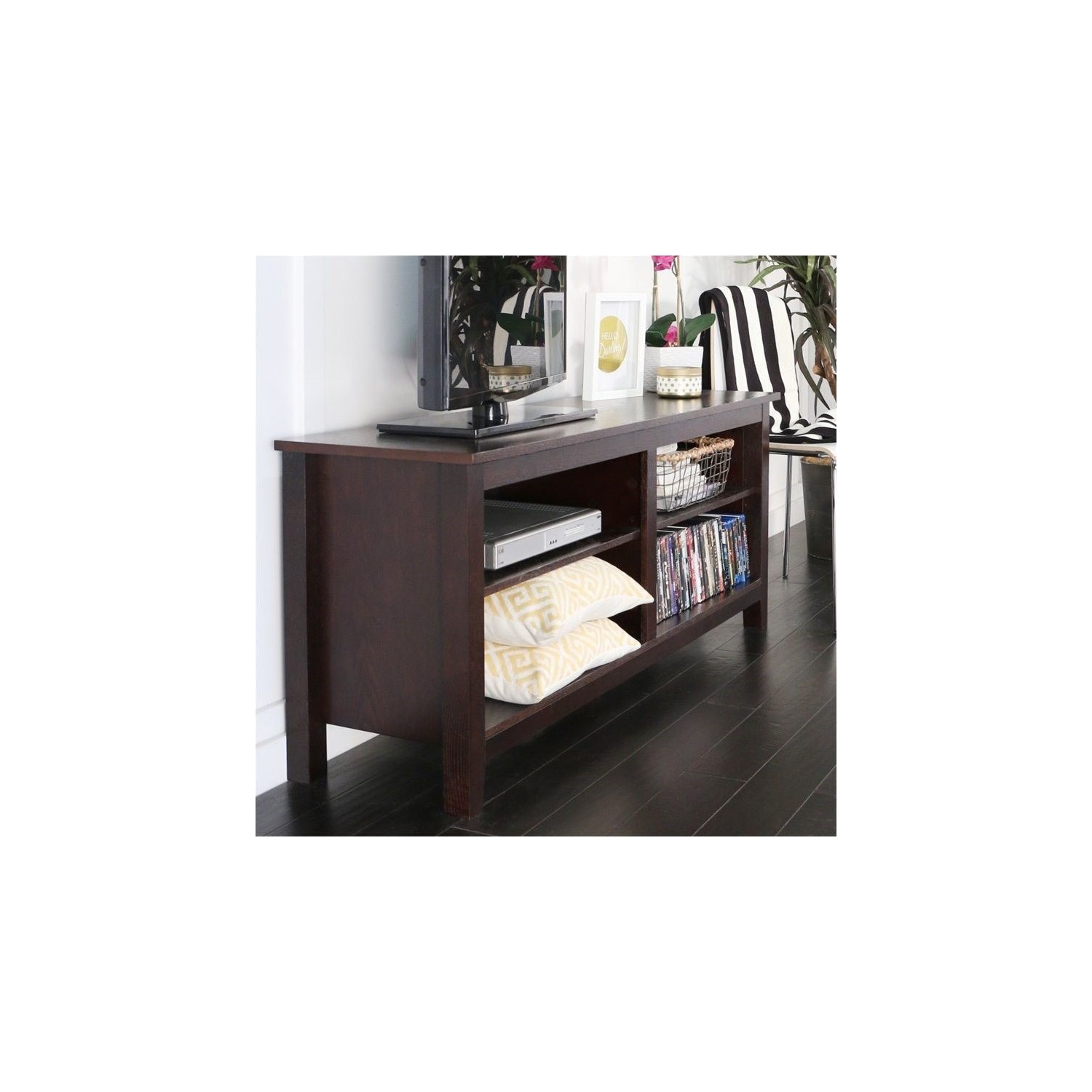 Pemberly Row 58" Wood TV Console in Espresso