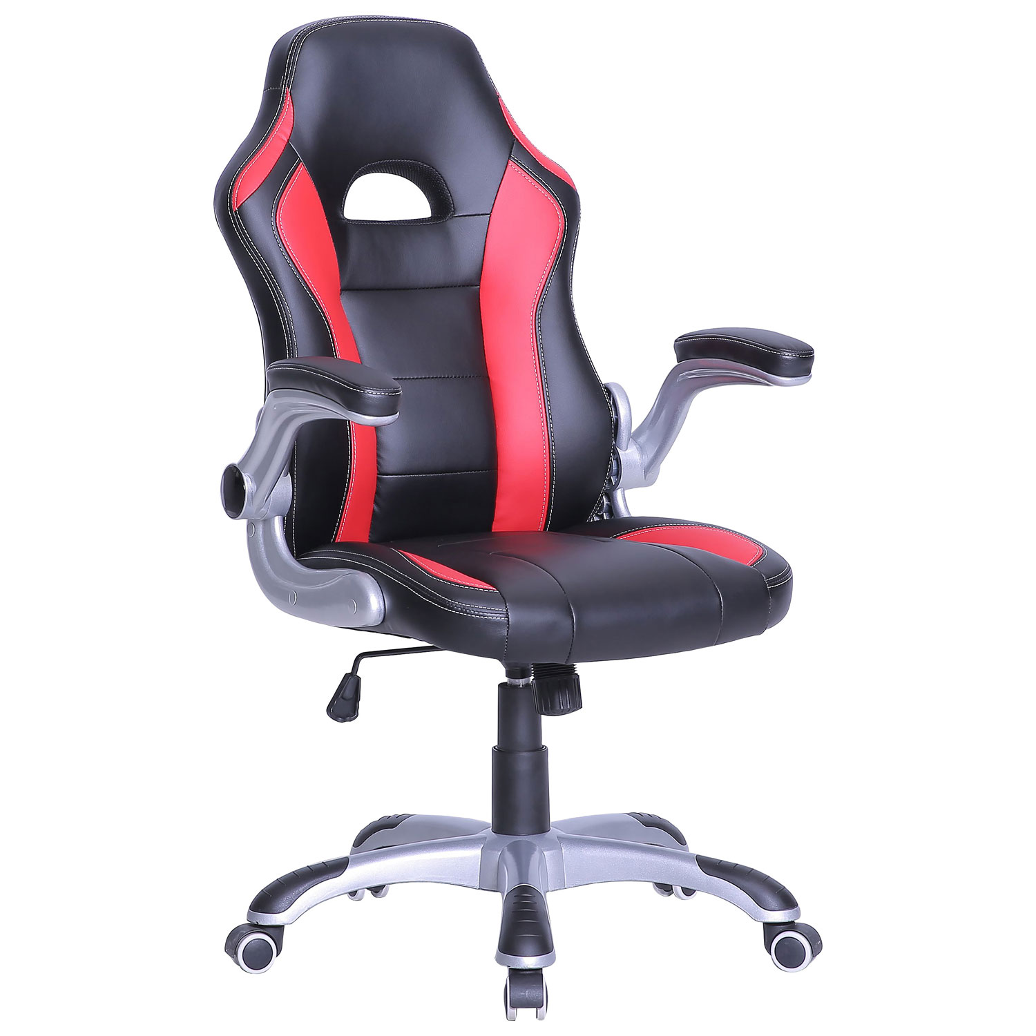 Fauteuil de bureau ergonomique en nylon à dossier élevé de TygerClaw - Rouge - Noir