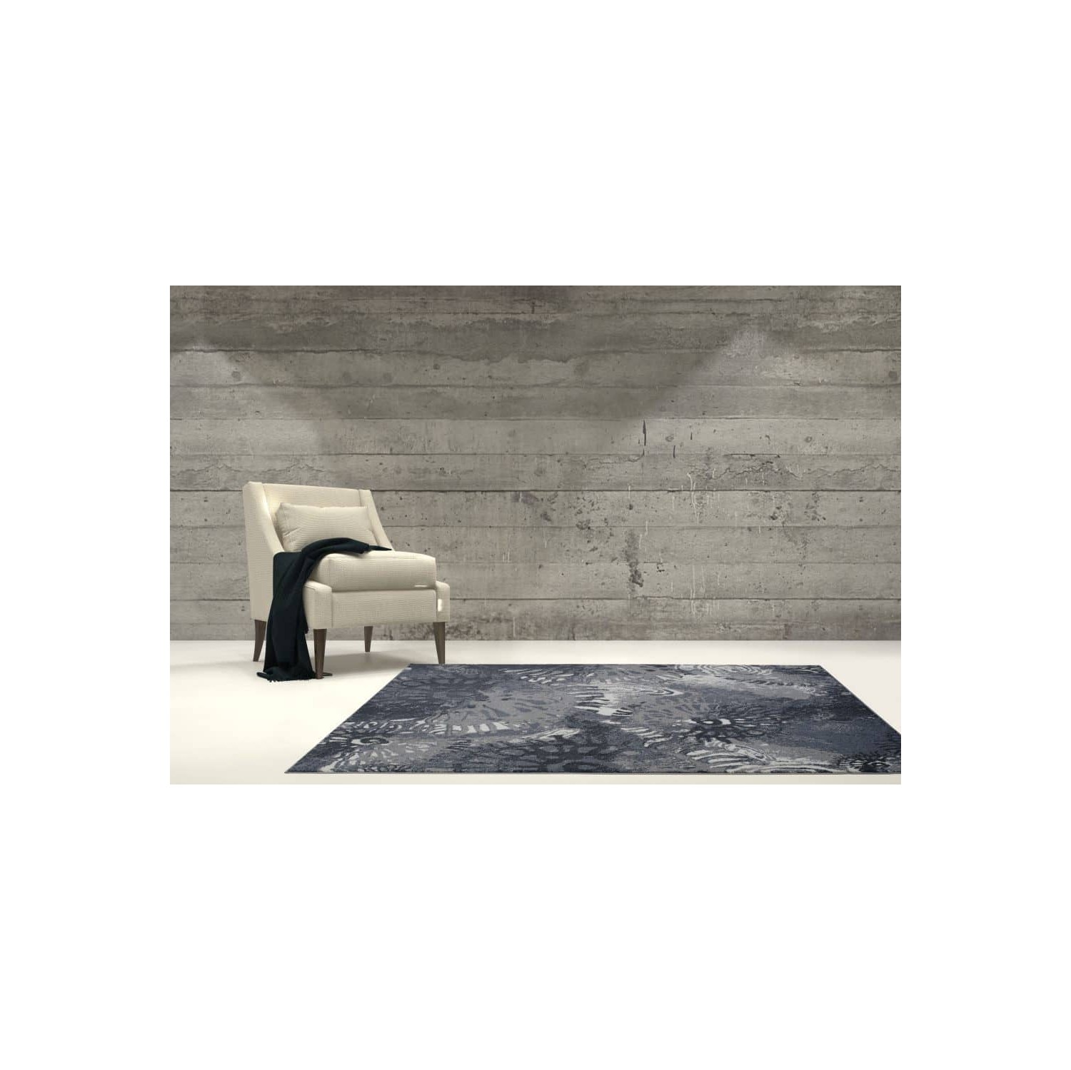 Toronto Collection Casa Loma Turkish Polyester Area Rug Carpet in Grey-Cream, 3x5