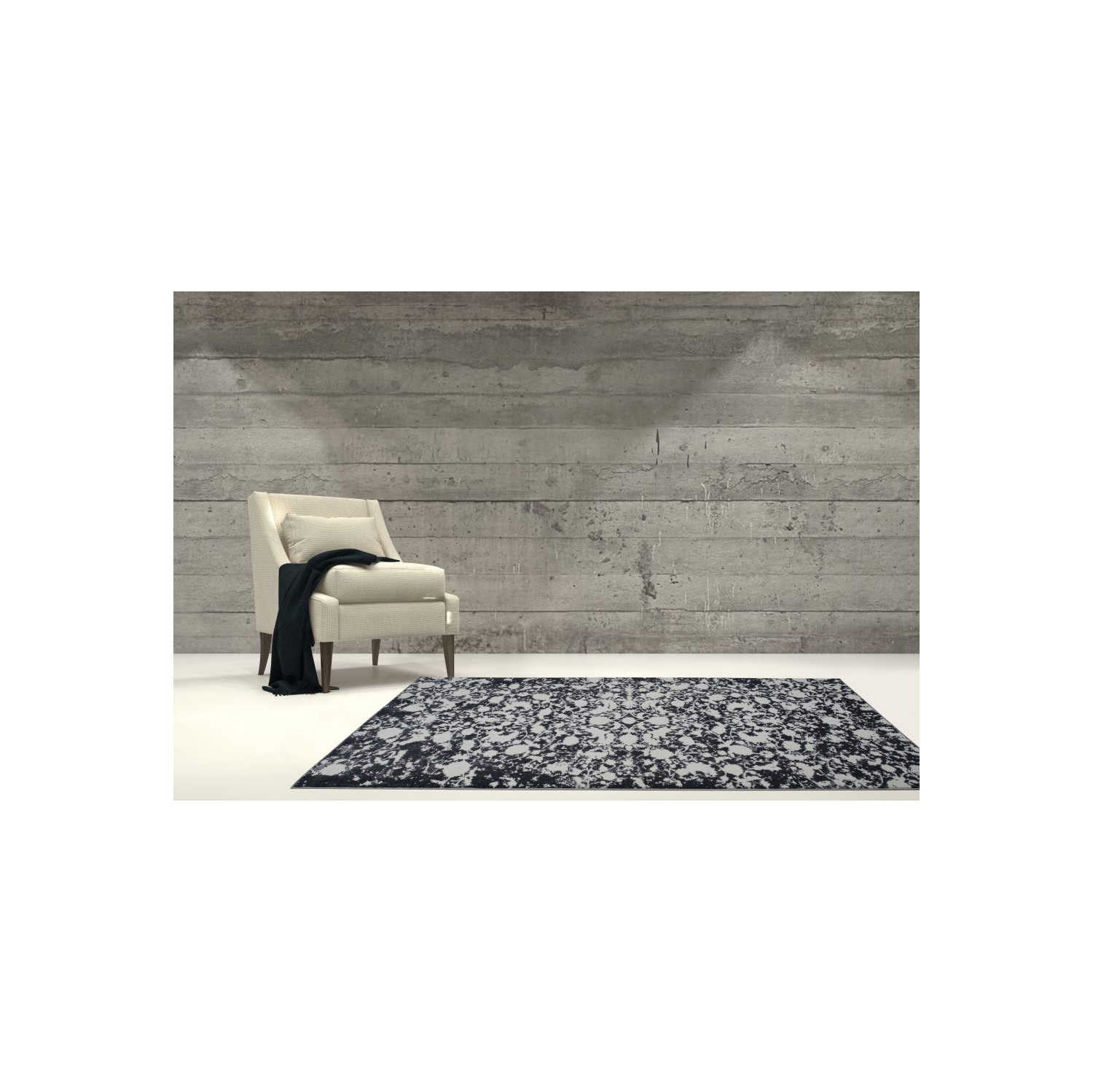 LA Dole Hamilton Abstract Toronto Collection Turkish Carpet 2'7" x 4'11" Rectangle Area Rug - Grey/Ivory