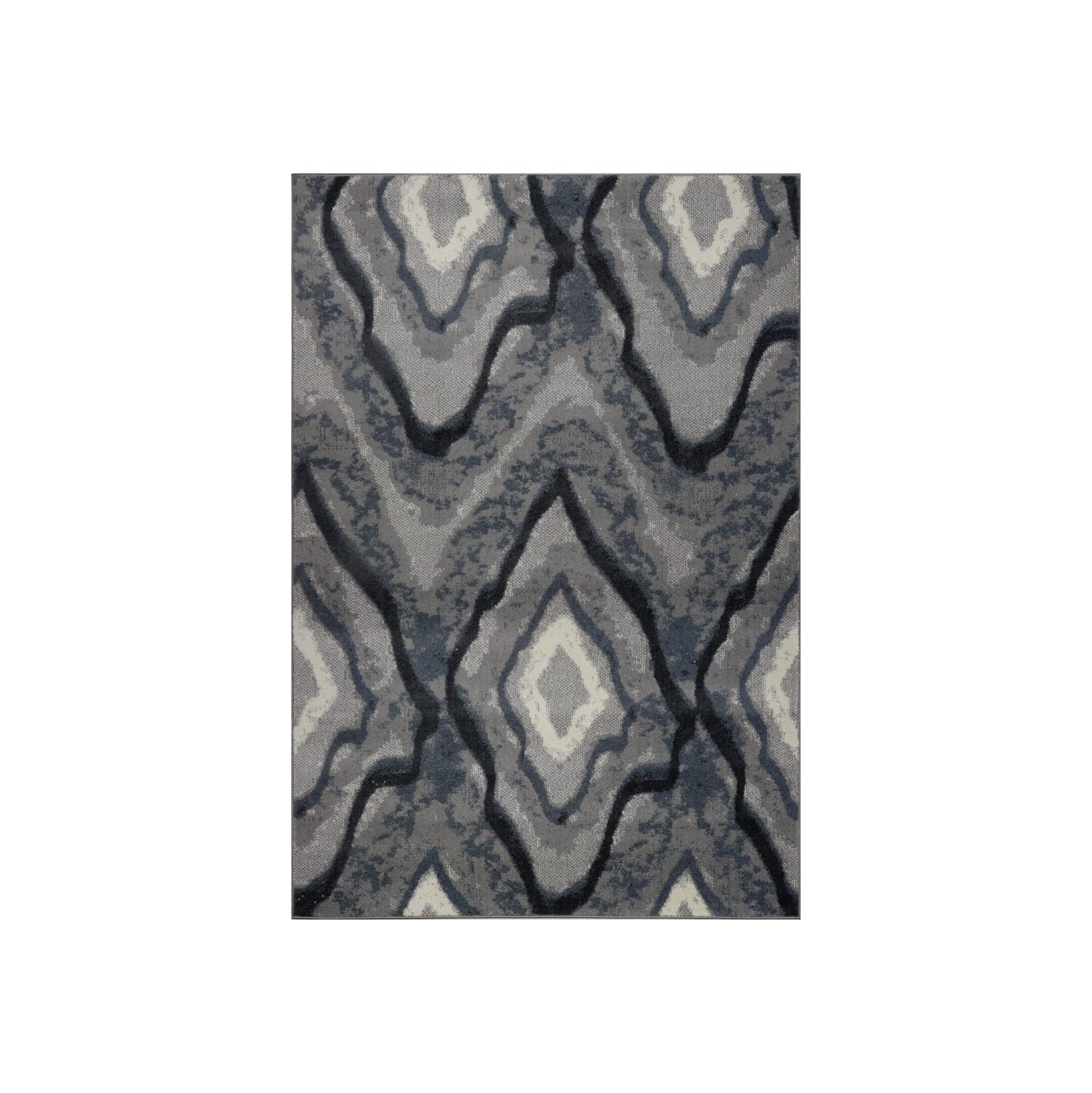 LA Dole Etobicoke Abstract Toronto Collection Turkish Polyester Carpet 2'7" x 4'11" Rectangle Area Rug - Grey/Cream