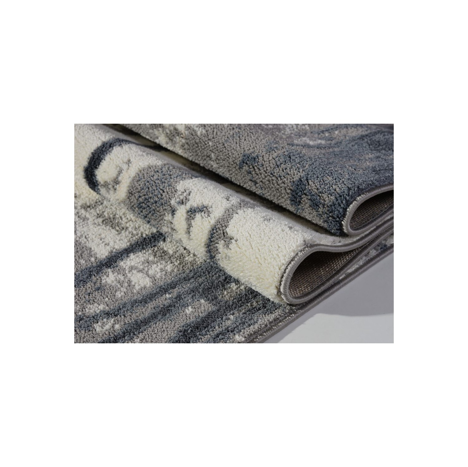 Tapis d'appoint en polyester turc de la collection Niagara Toronto, gris-ivoire, 3 x 5