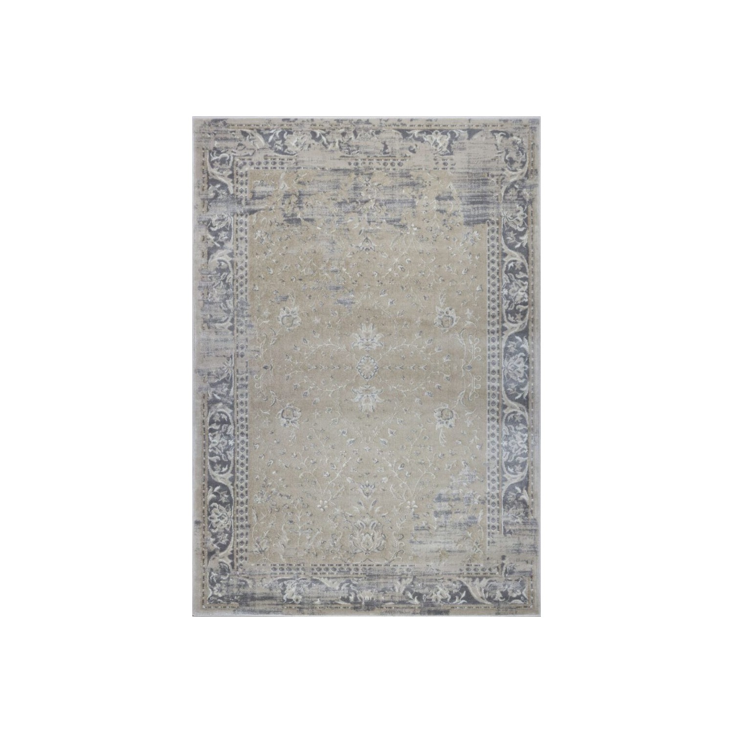 Salon de salle à manger avec tapis contemporain Garnet en crème, 6 pi 5 po x 9 pi 5 po